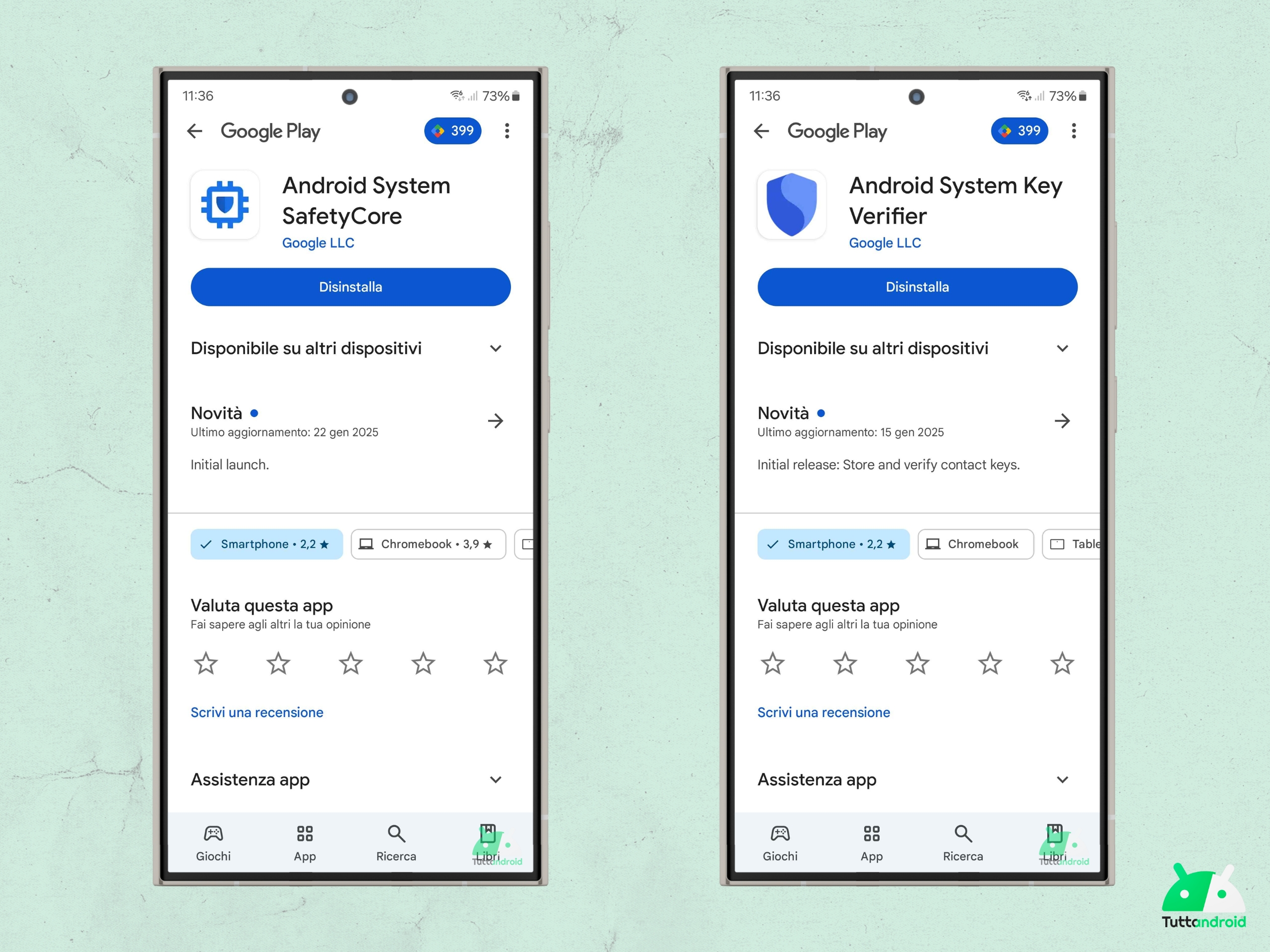 Android System SafetyCore e Android System Key Verifier stabili