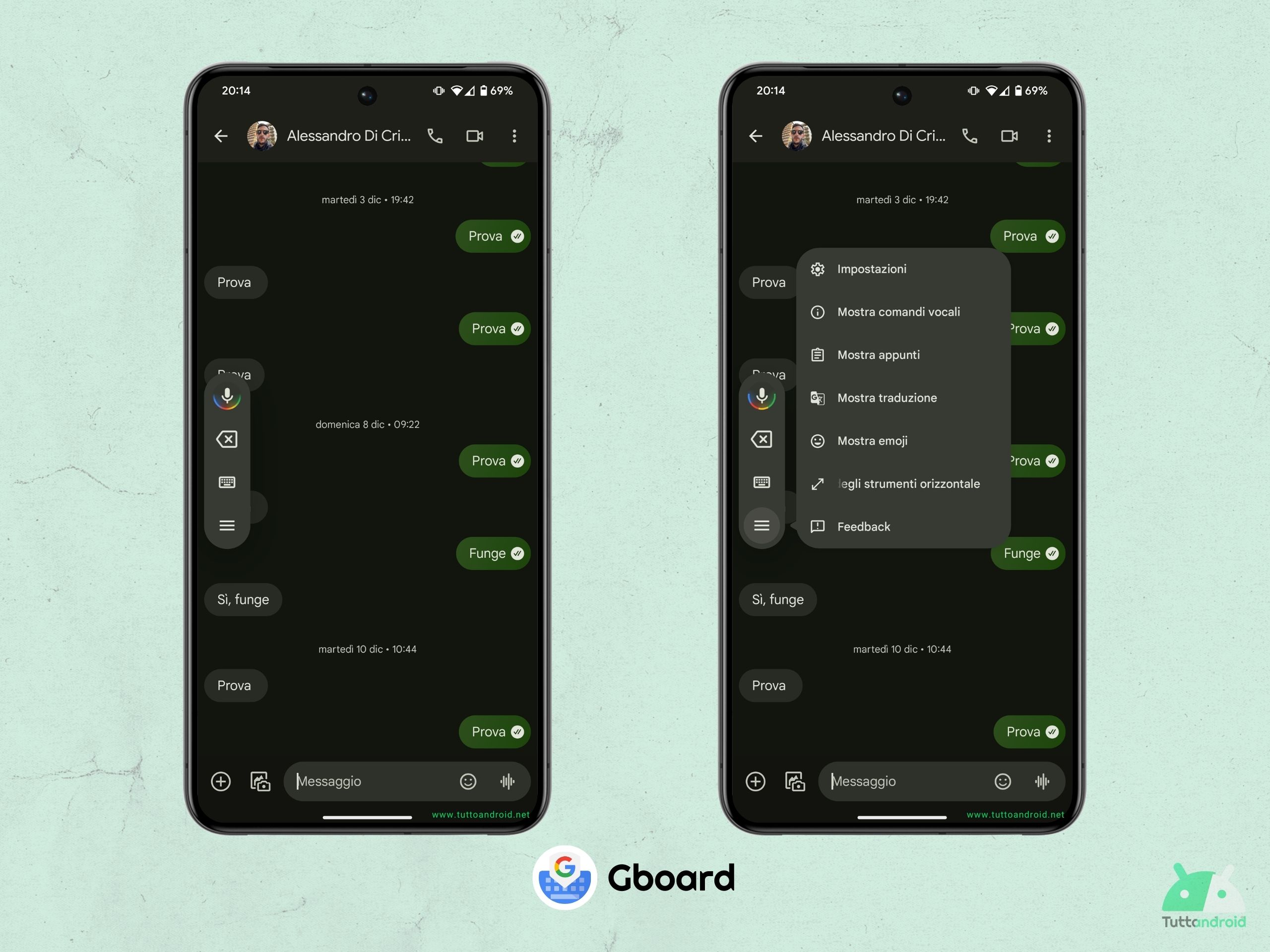 Gboard - Barra degli strumenti digitazione vocale