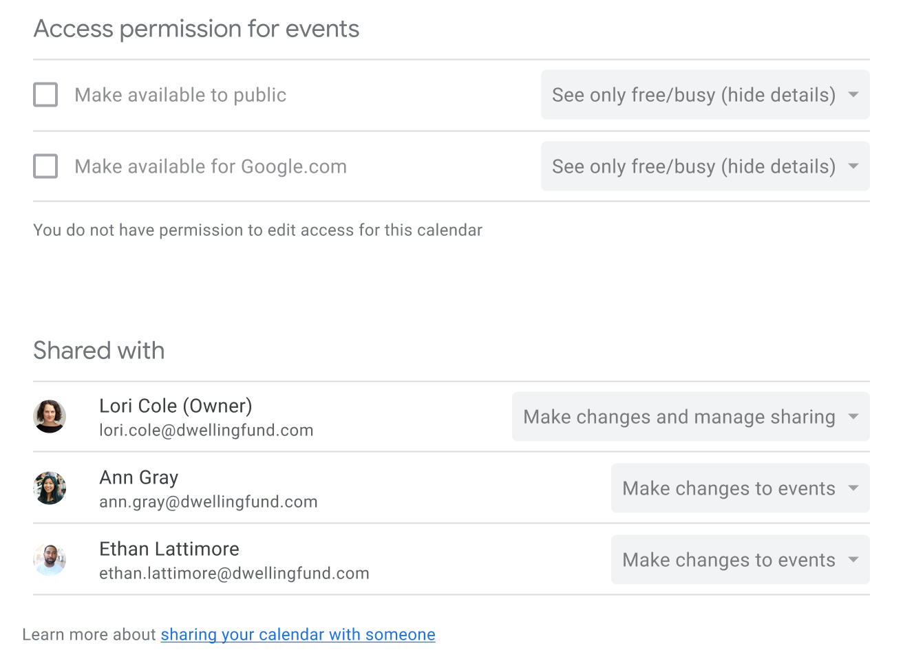 Google Calendar - modifiche autorizzazioni calendari condivisi