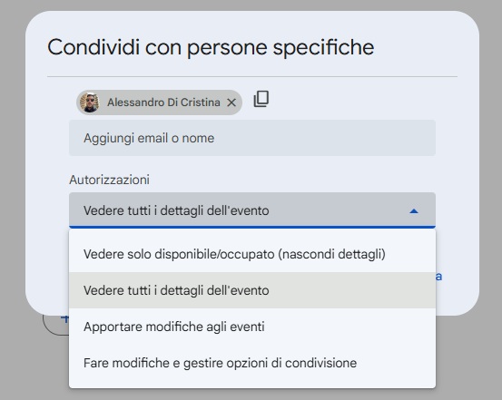 Google Calendar - piccola modifica calendari condivisi