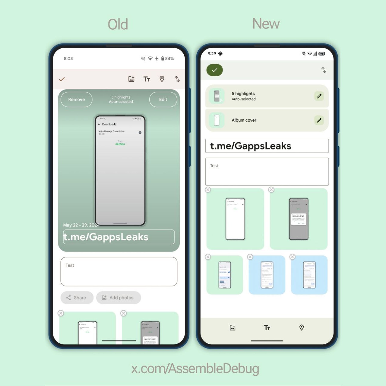 Google Foto - nuova UI modifica dettagli album AssembleDebug