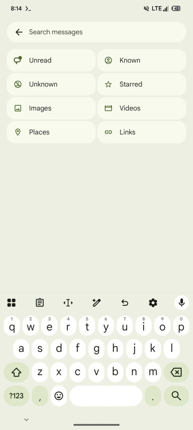 Google Messaggi - Ricerca interna - UI futura