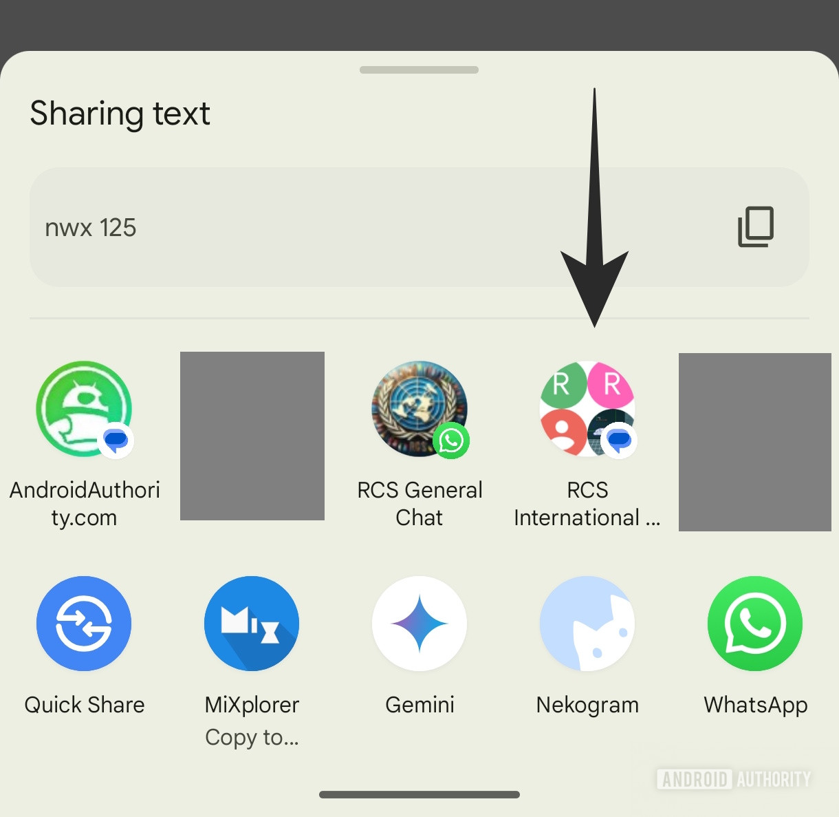 Google Messaggi v20250218 - gruppi nel foglio di condivisione di Android