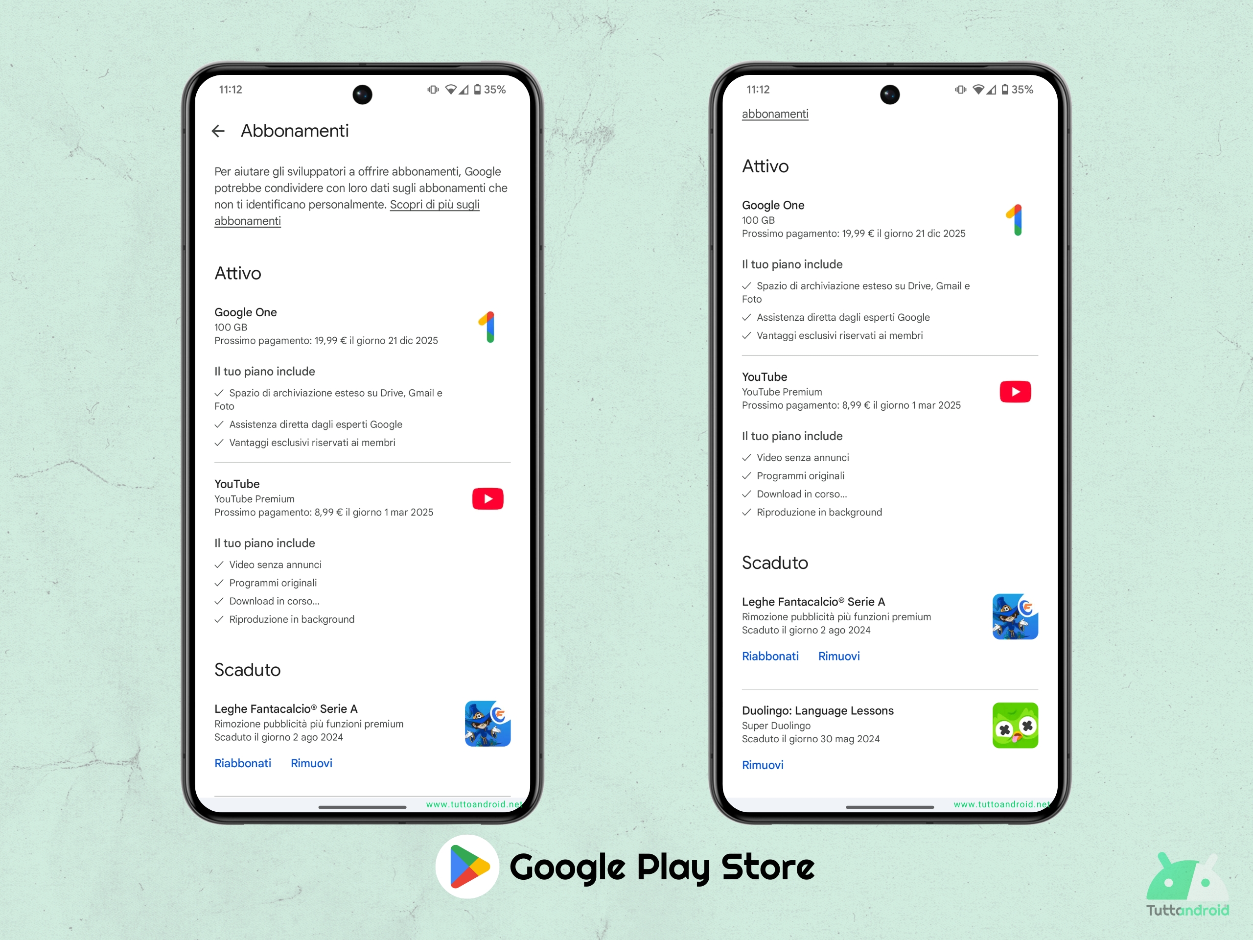 Google Play Store - rinnovata pagina Abbonamenti febbraio 2025