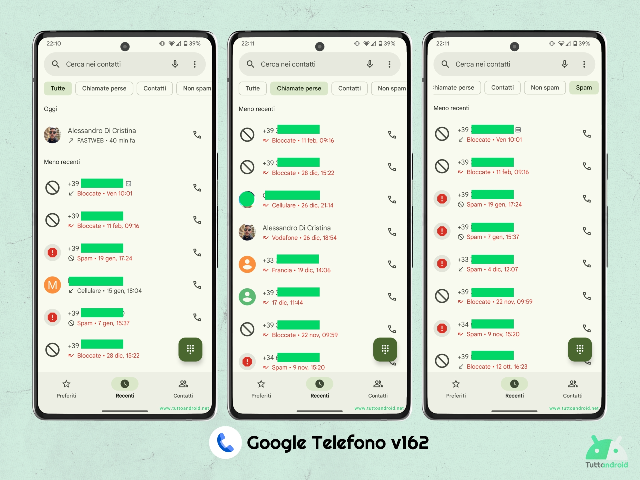 Google Telefono v162 - Filtri chiamate