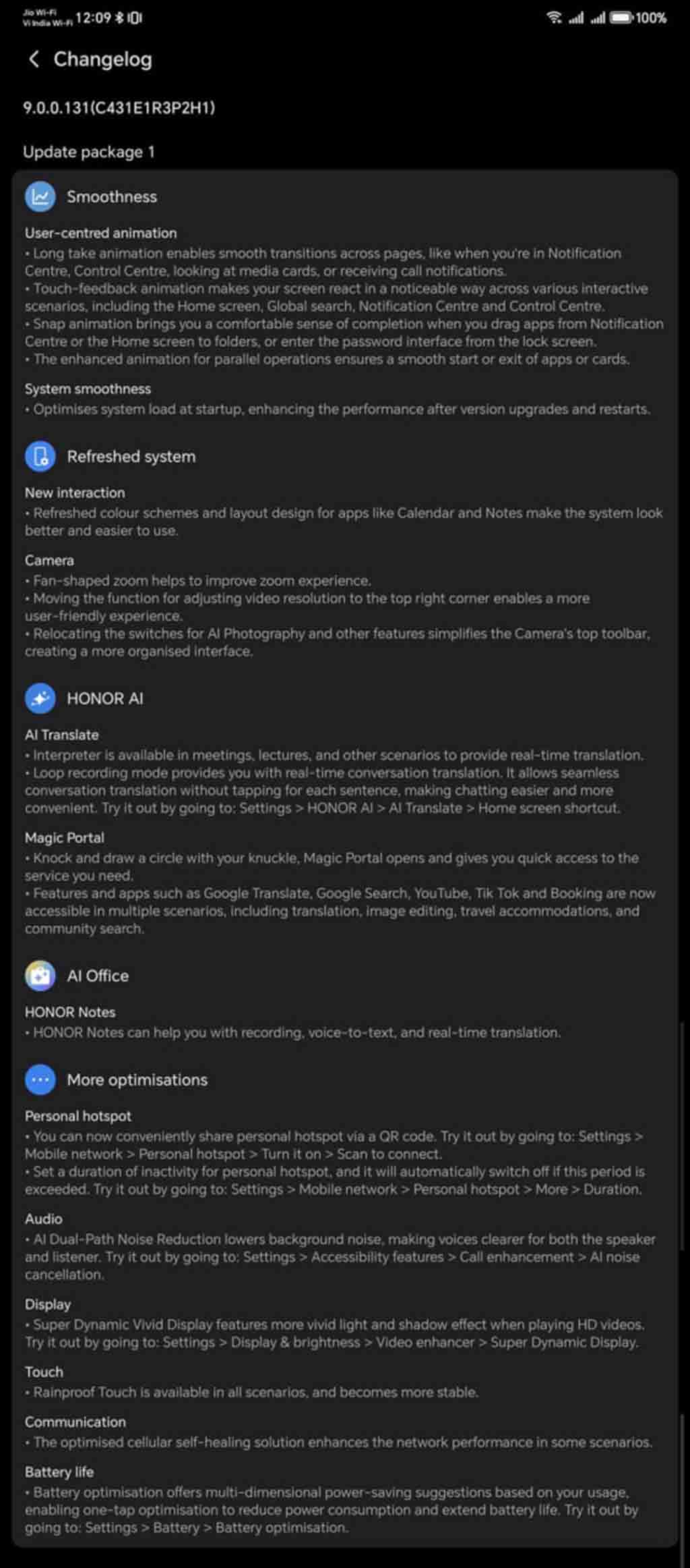 HONOR Magic V3 - Android 15 MagicOS 9.0.0.131 changelog