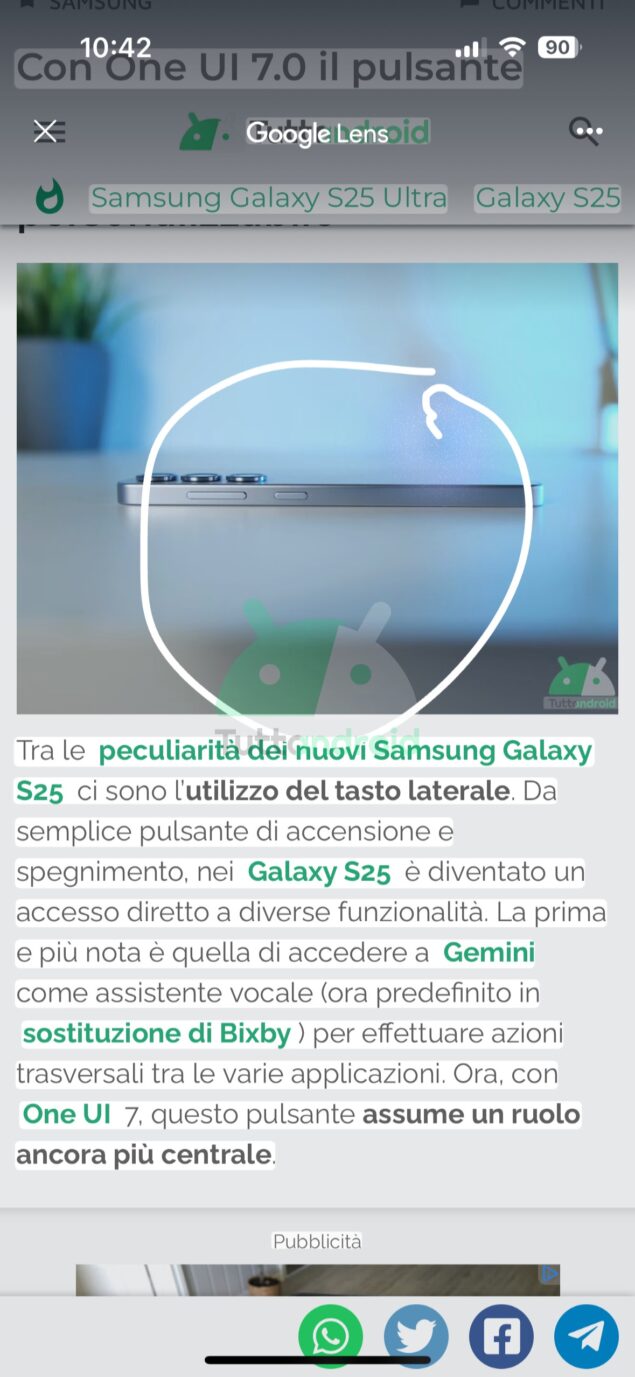 Cerchia e cerca con Google su iOS