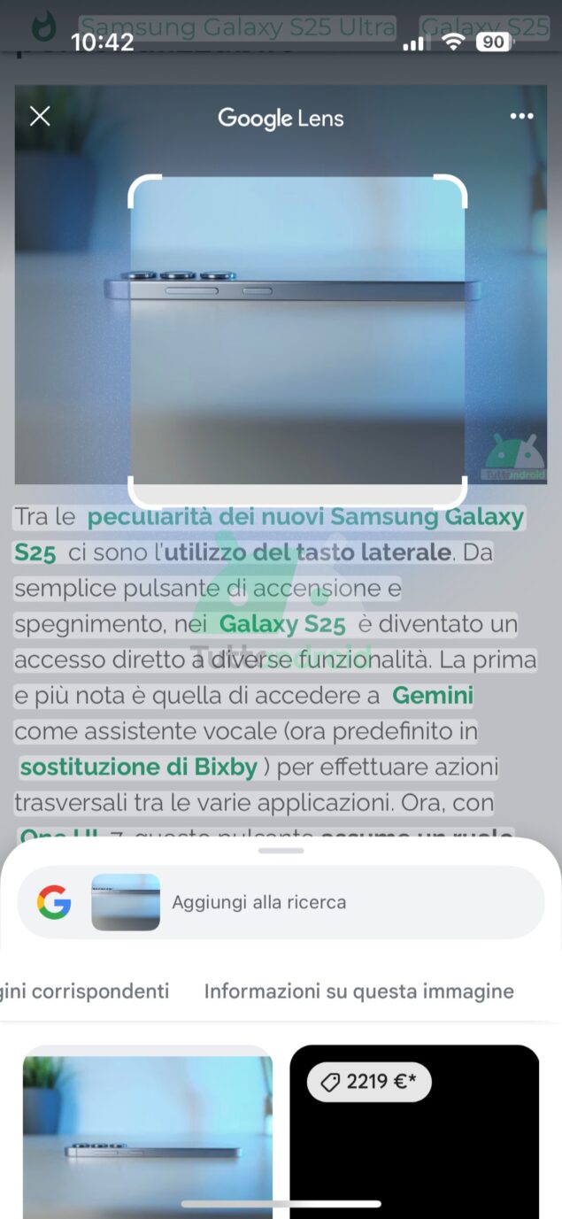 Cerchia e cerca con Google su iOS