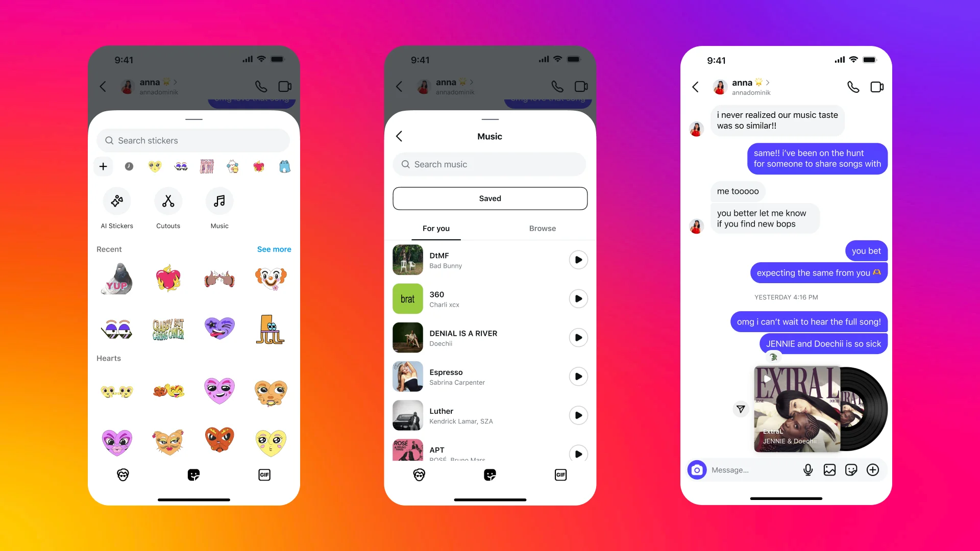 Instagram DM condivisione brani musicali