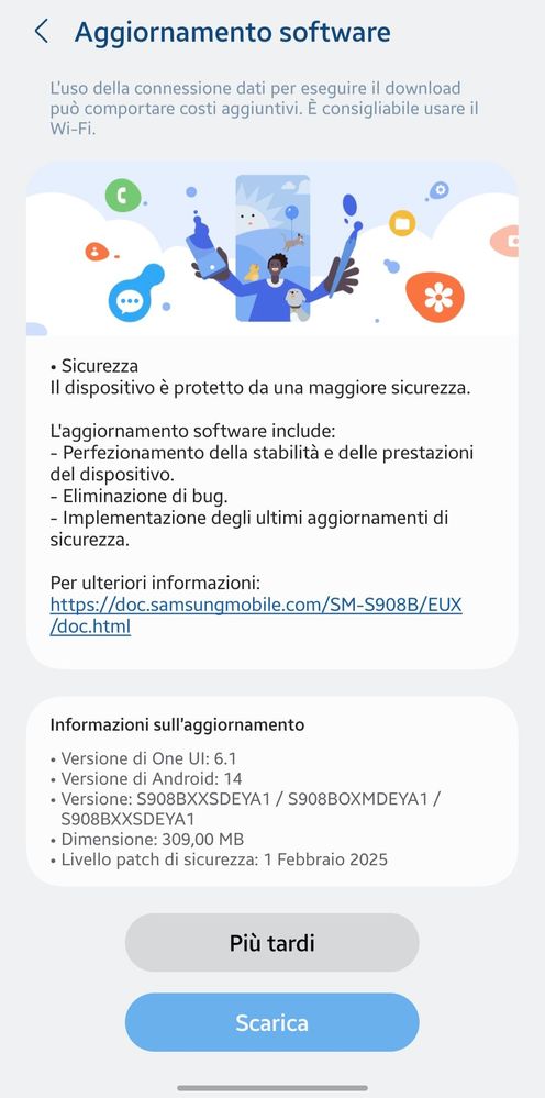 Patch di sicurezza febbraio 2025 Galaxy S22