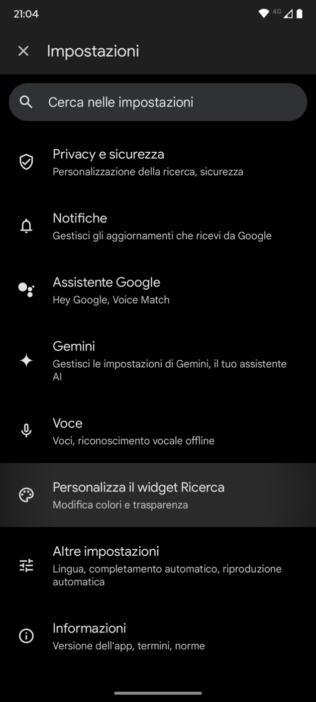 Personalizzazione widget Ricerca Google-1