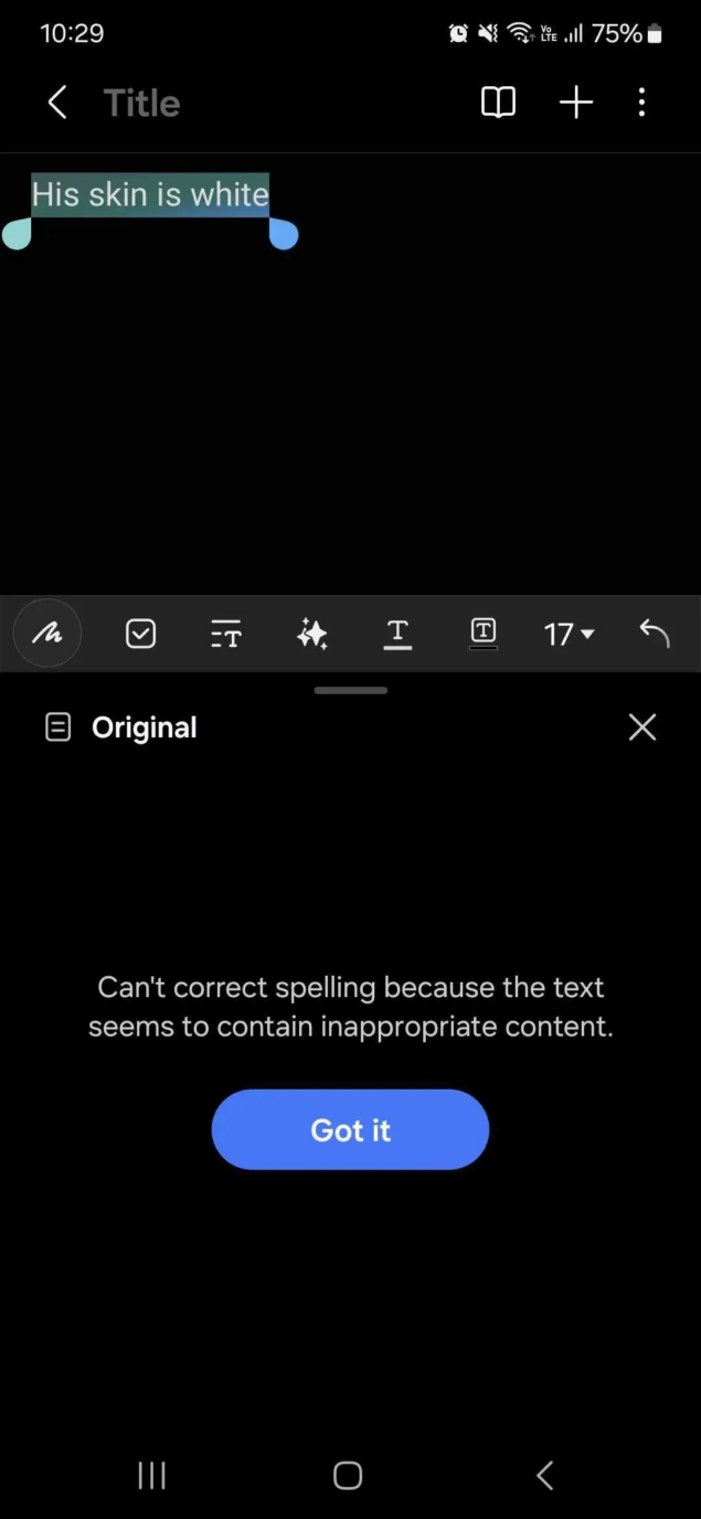 Samsung Galaxy AI moderazione descrizione colore pelle-4