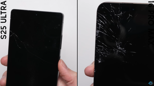 test di caduta Samsung Galaxy S25 Ultra vs iPhone 16 Pro Max