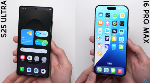 test di caduta Samsung Galaxy S25 Ultra vs iPhone 16 Pro Max