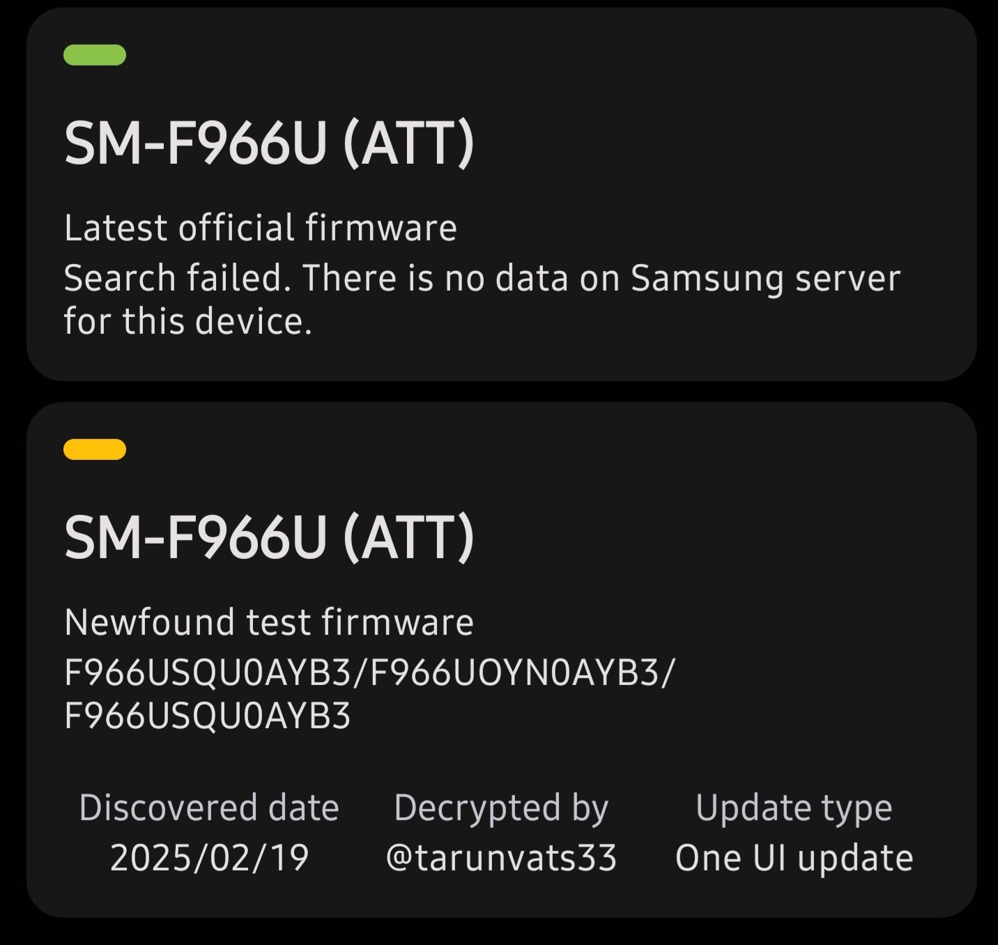 Samsung Galaxy Z Fold7 - One UI 7.x build F966USQU0AYB3 leak