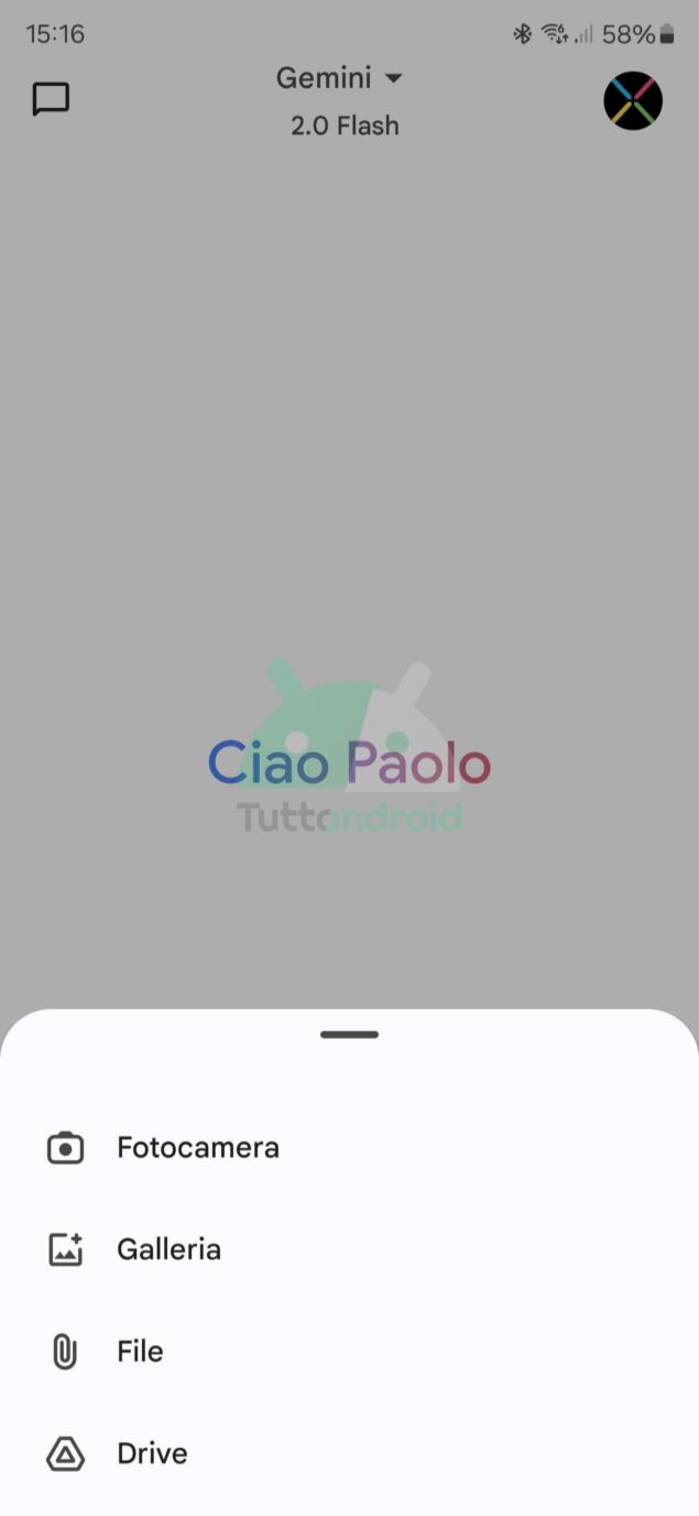 schermata app Google Gemini attuale