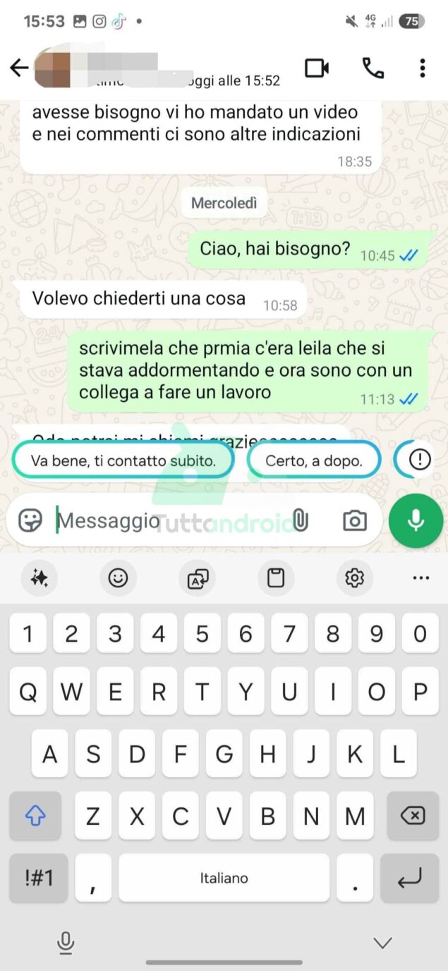 Risposte suggerite con IA su Samsung Galaxy S25 con One UI 7