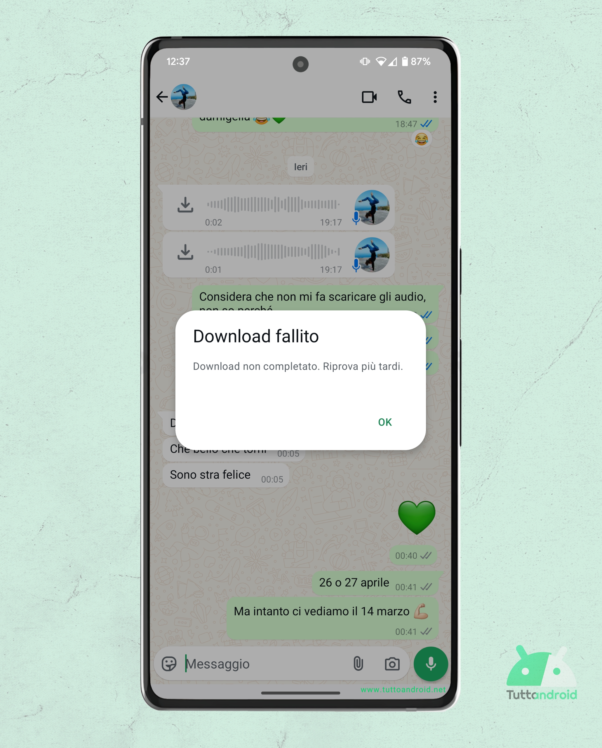 WhatsApp Beta 2.25.5.8 bug file audio