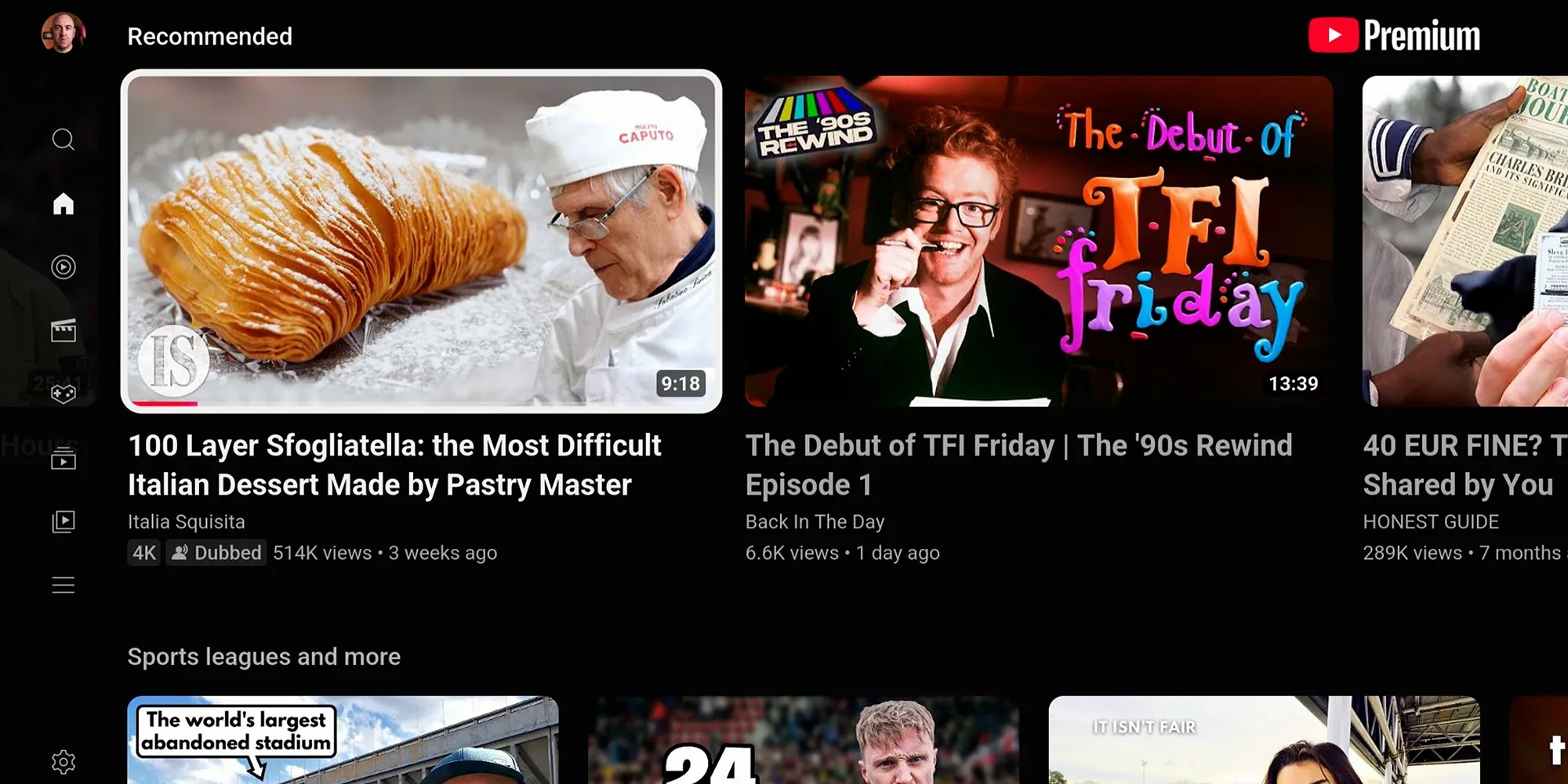 YouTube per Android-TV etichetta doppiato