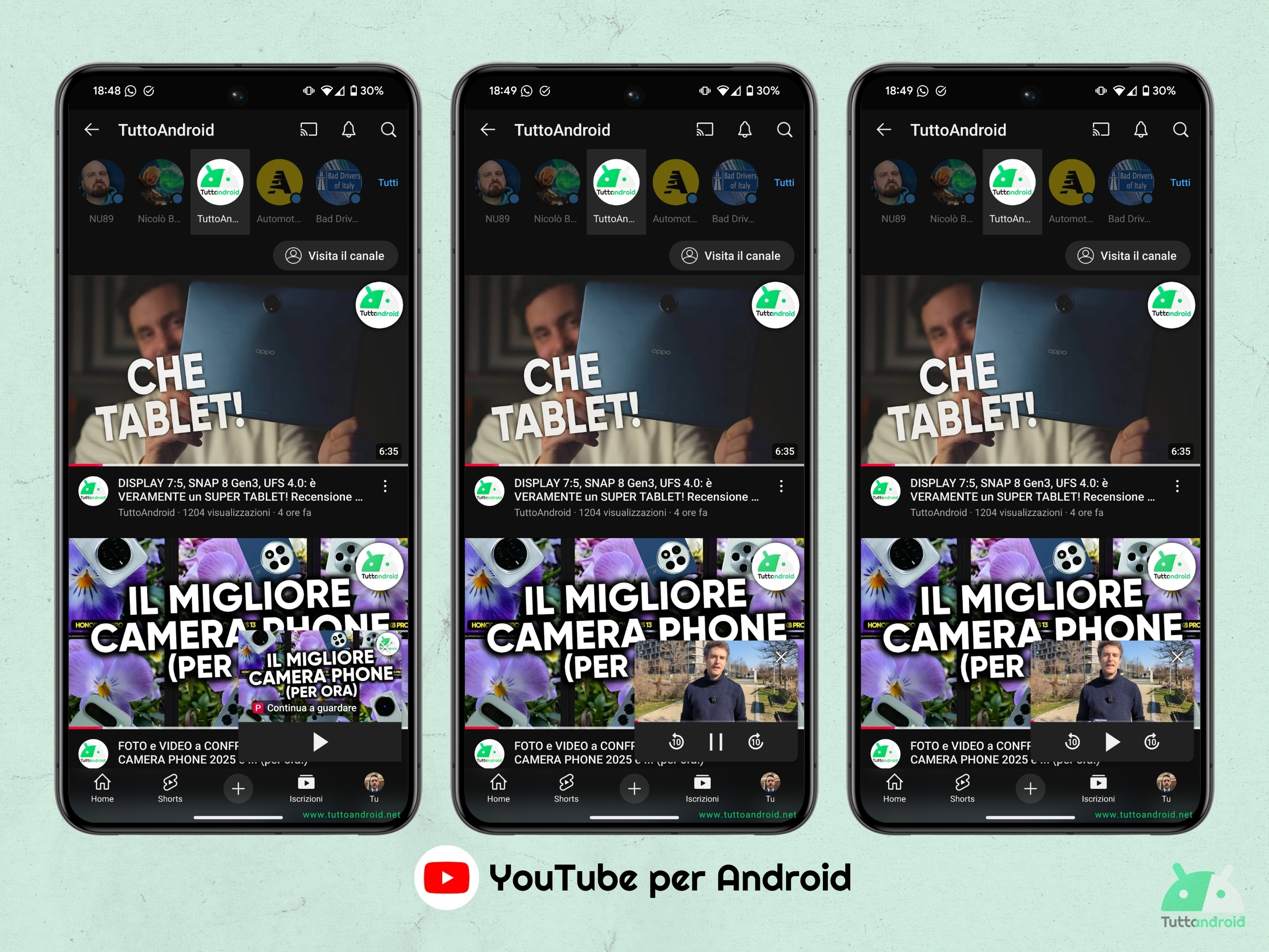 YouTube per Android - aspetto mini-player
