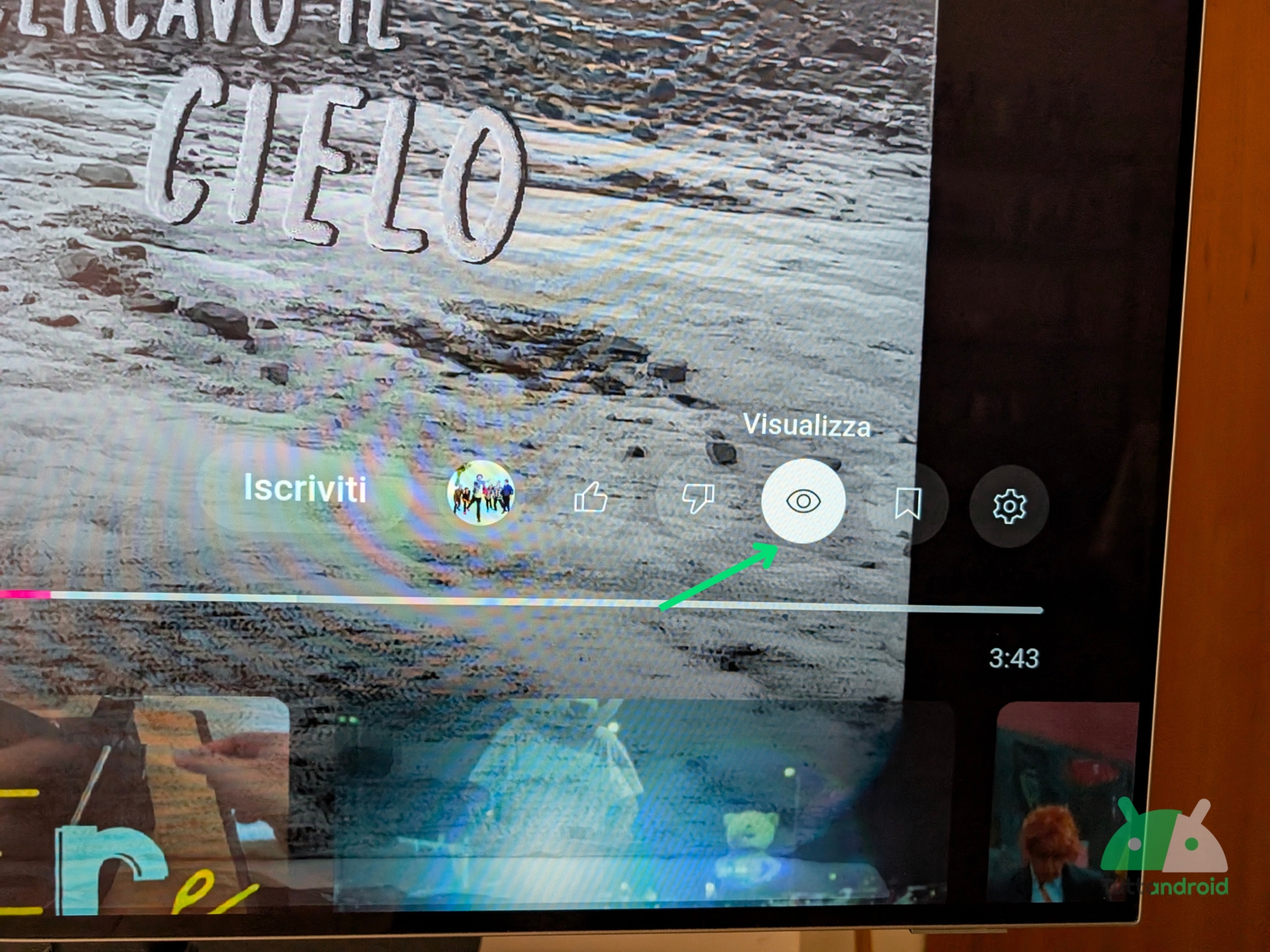 YouTube su Android TV - pulsante Visualizza