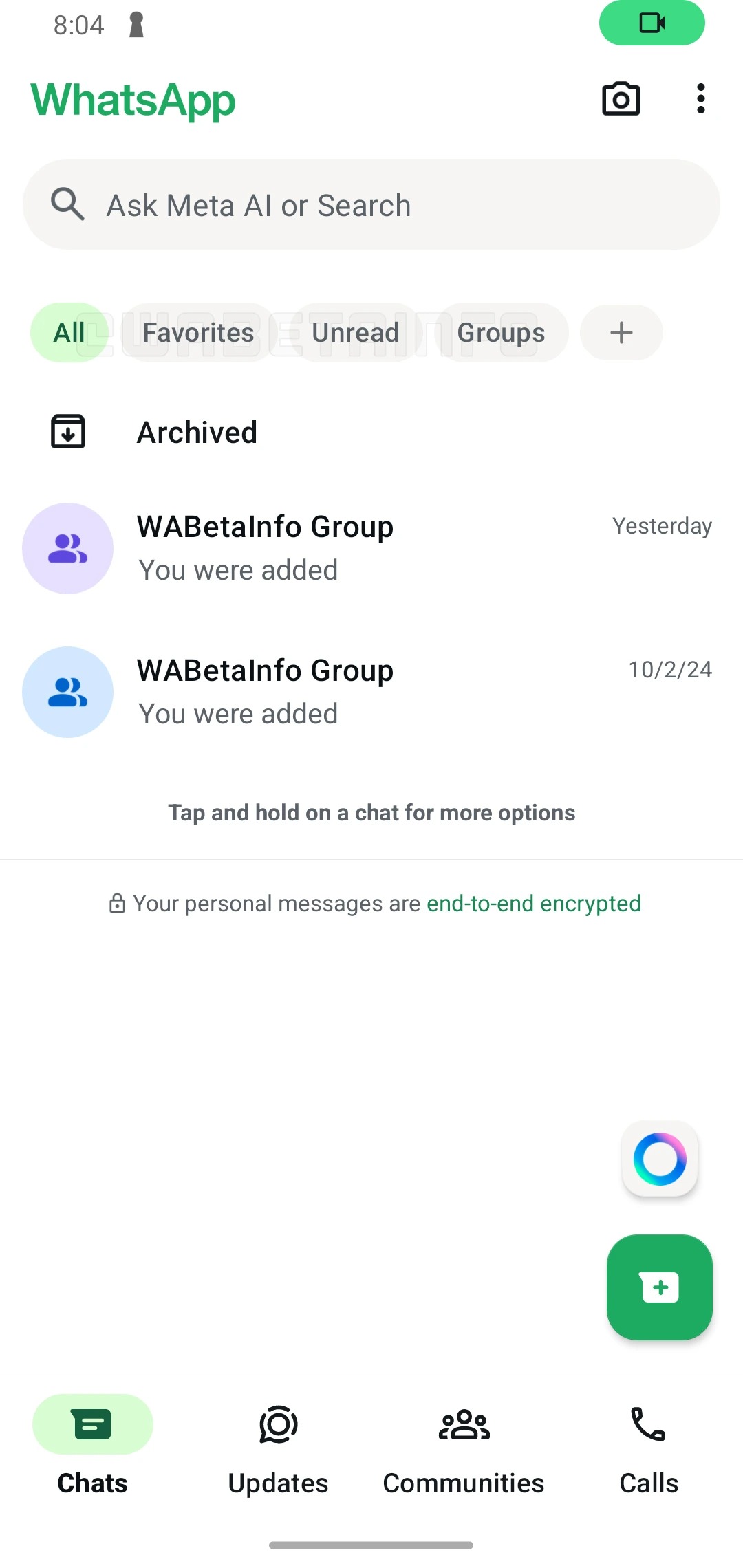whatsapp beta filtri