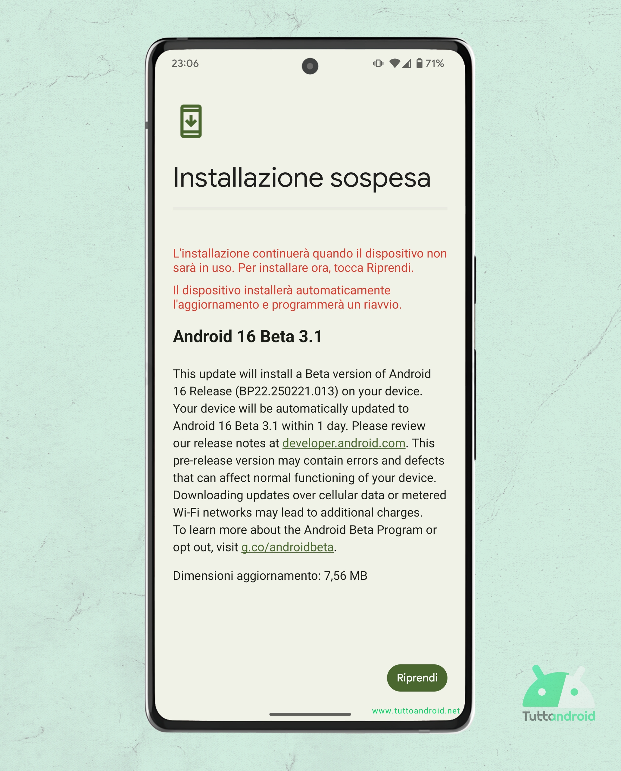 Android 16 beta 3.1 on Google Pixel 7 Pro