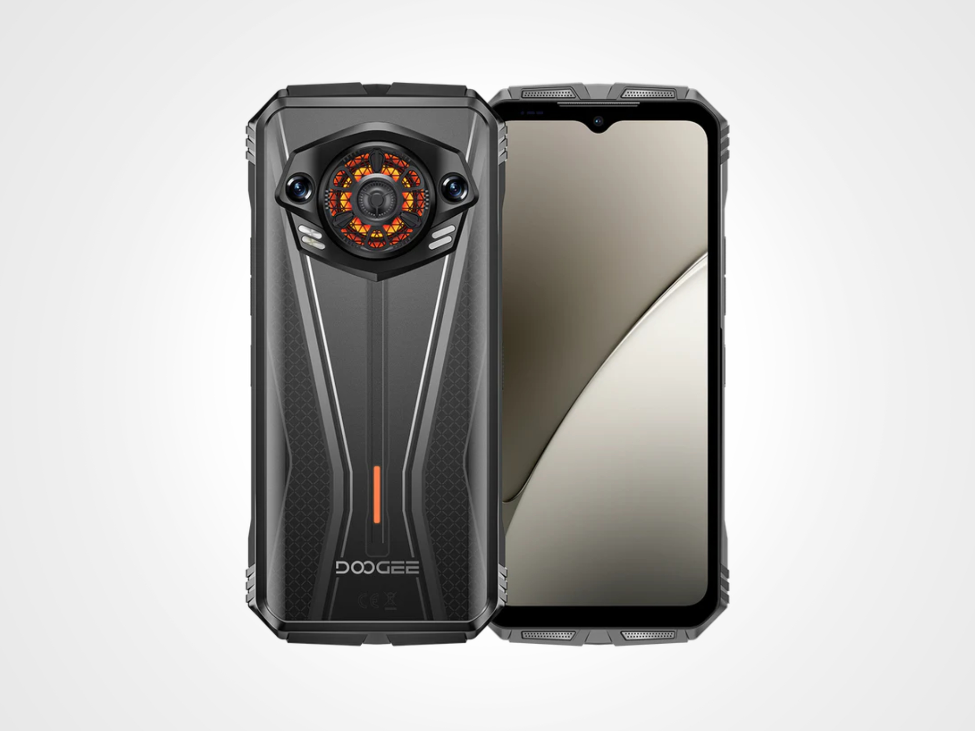 Case For Doogee S Punk + Glass Screen Protector Black Case + Tempered