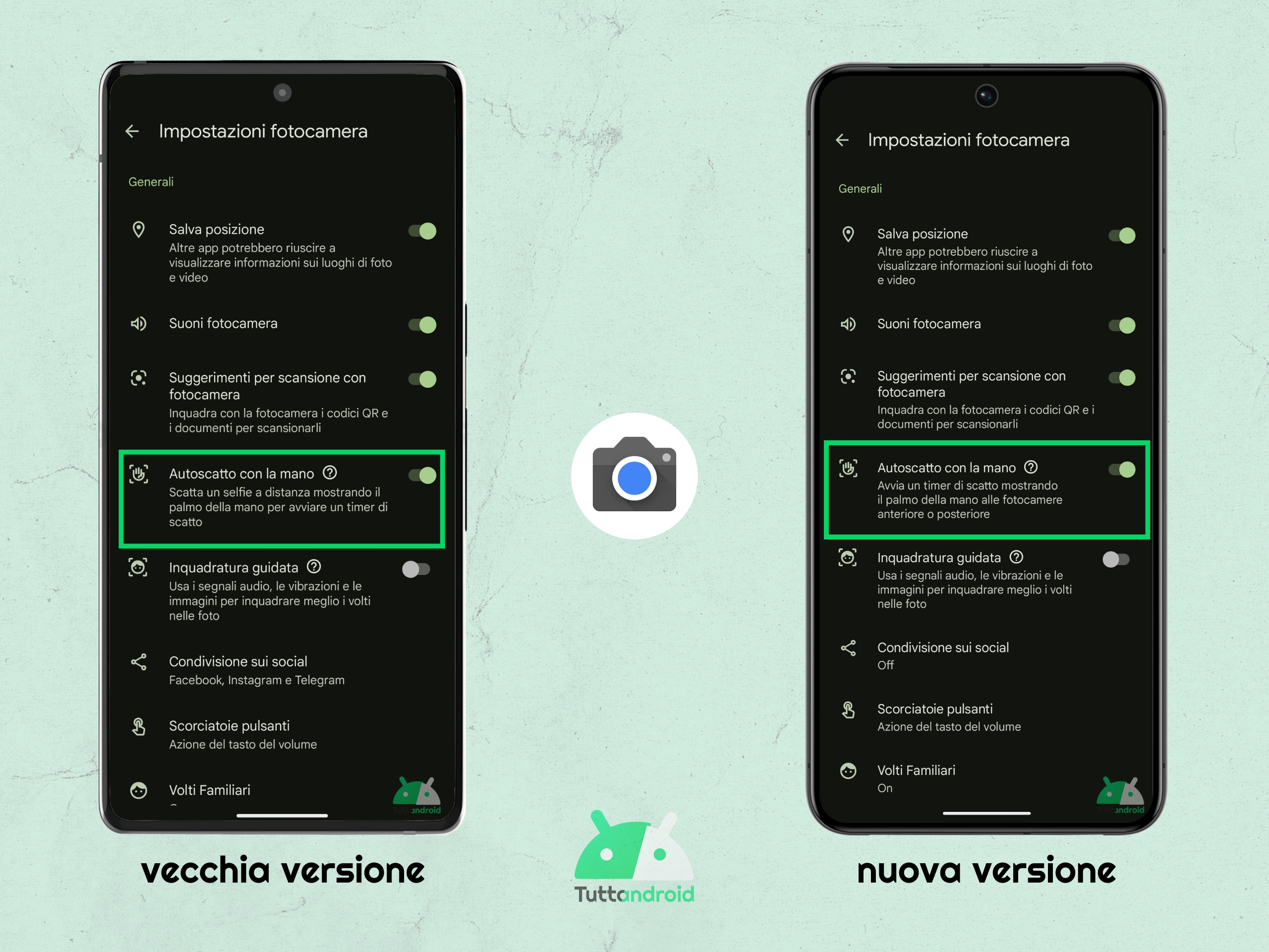 Fotocamera Pixel v9.8 - autoscatto con la mano fotocamera posteriore