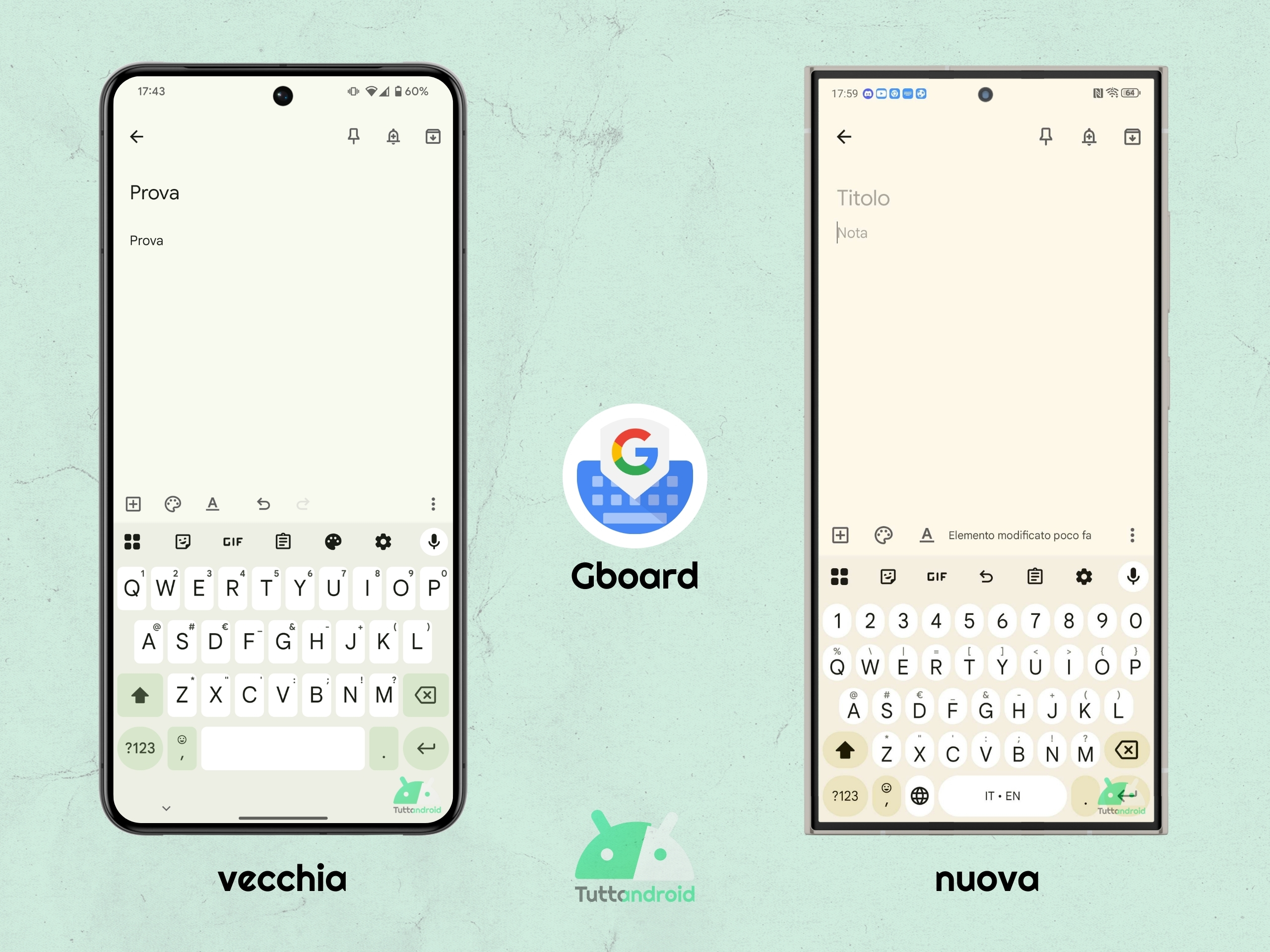 Gboard v15.1.05.726x - nuovo layout tasti con bordi