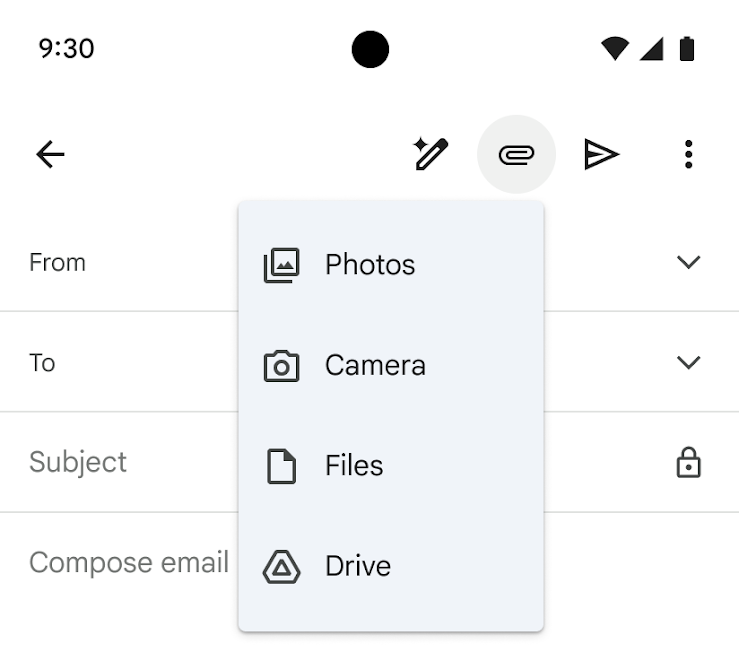 Gmail - nuova UI menu allegati in rollout Android