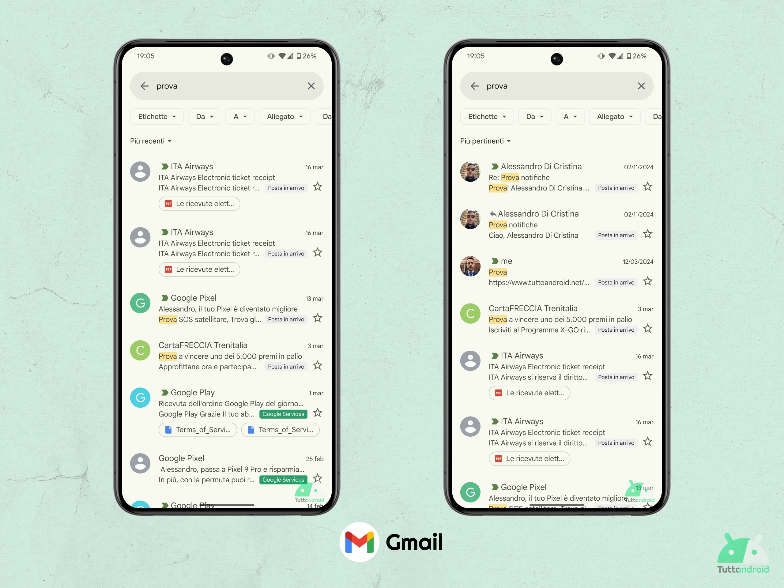 Gmail - nuova ricerca interna più efficace