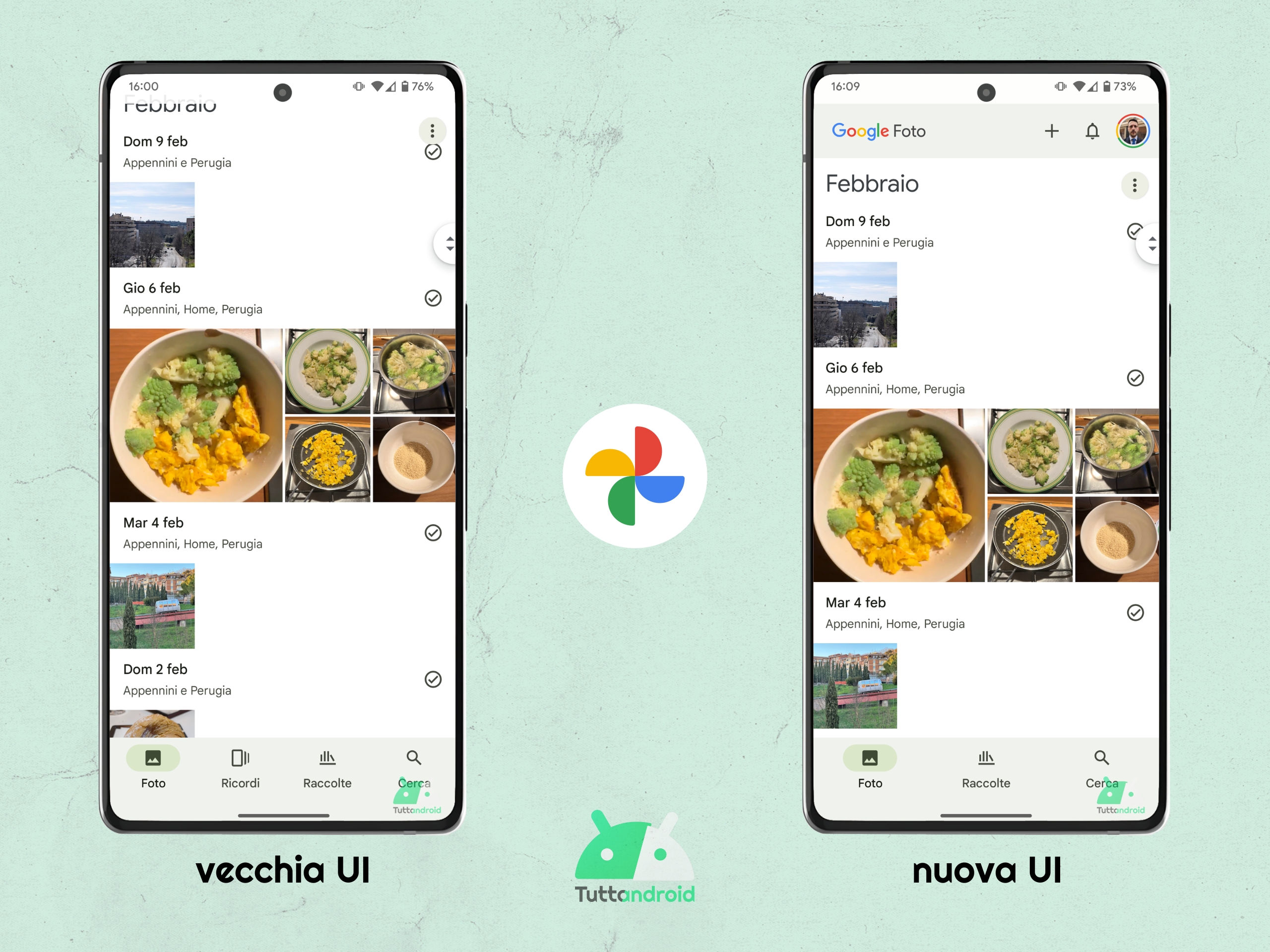 Google Foto v7.20 - sparisce scheda Ricordi tta