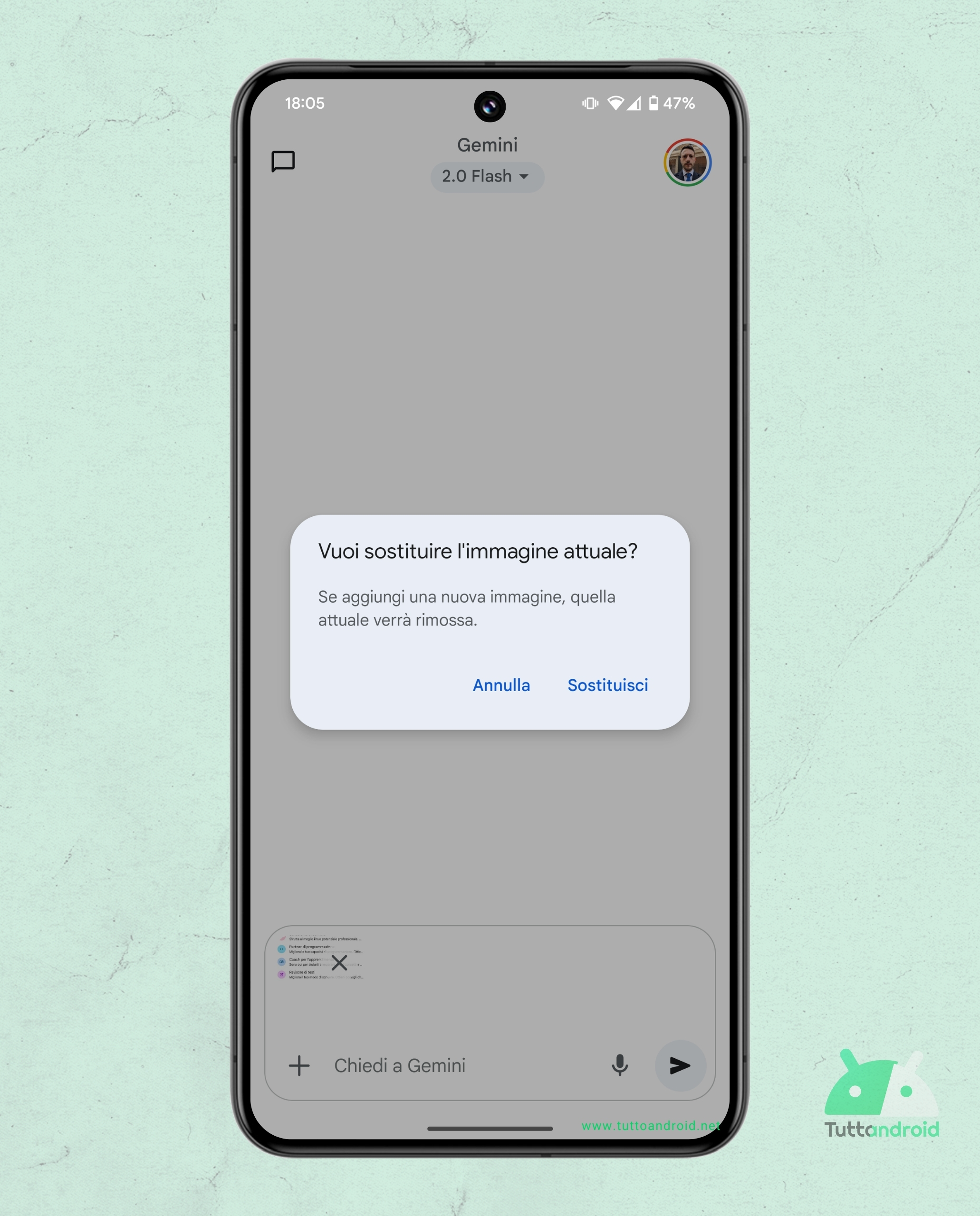 Google Gemini - Attuale limite a una foto condivisa