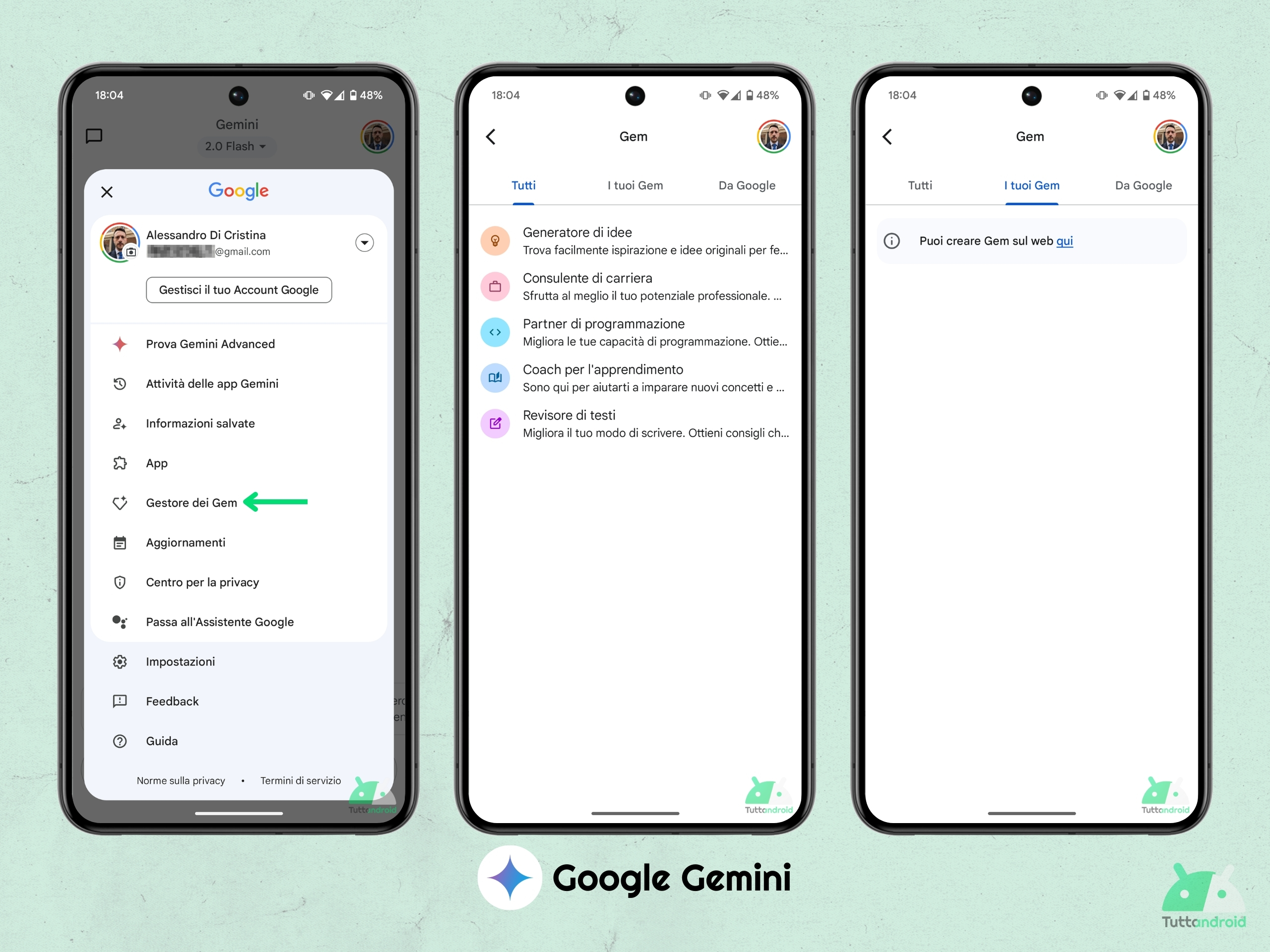 Google Gemini - Gestore dei Gem per gli utenti standard
