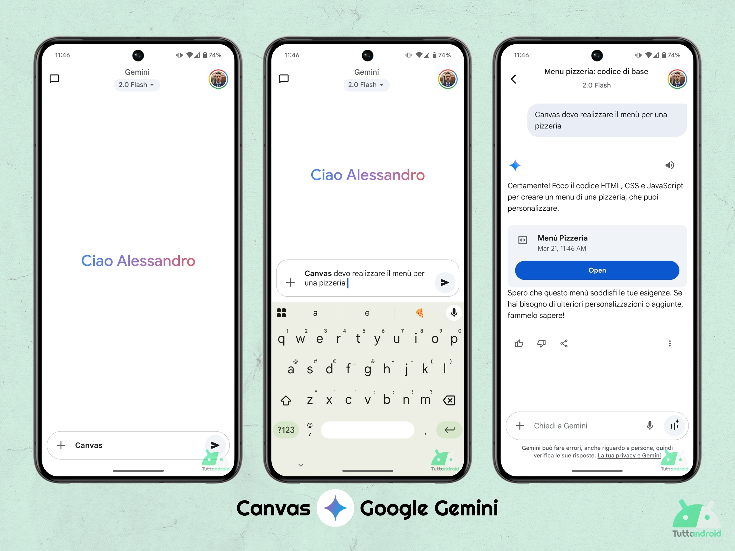 Google Gemini - funzionalità Canvas - marzo 2025