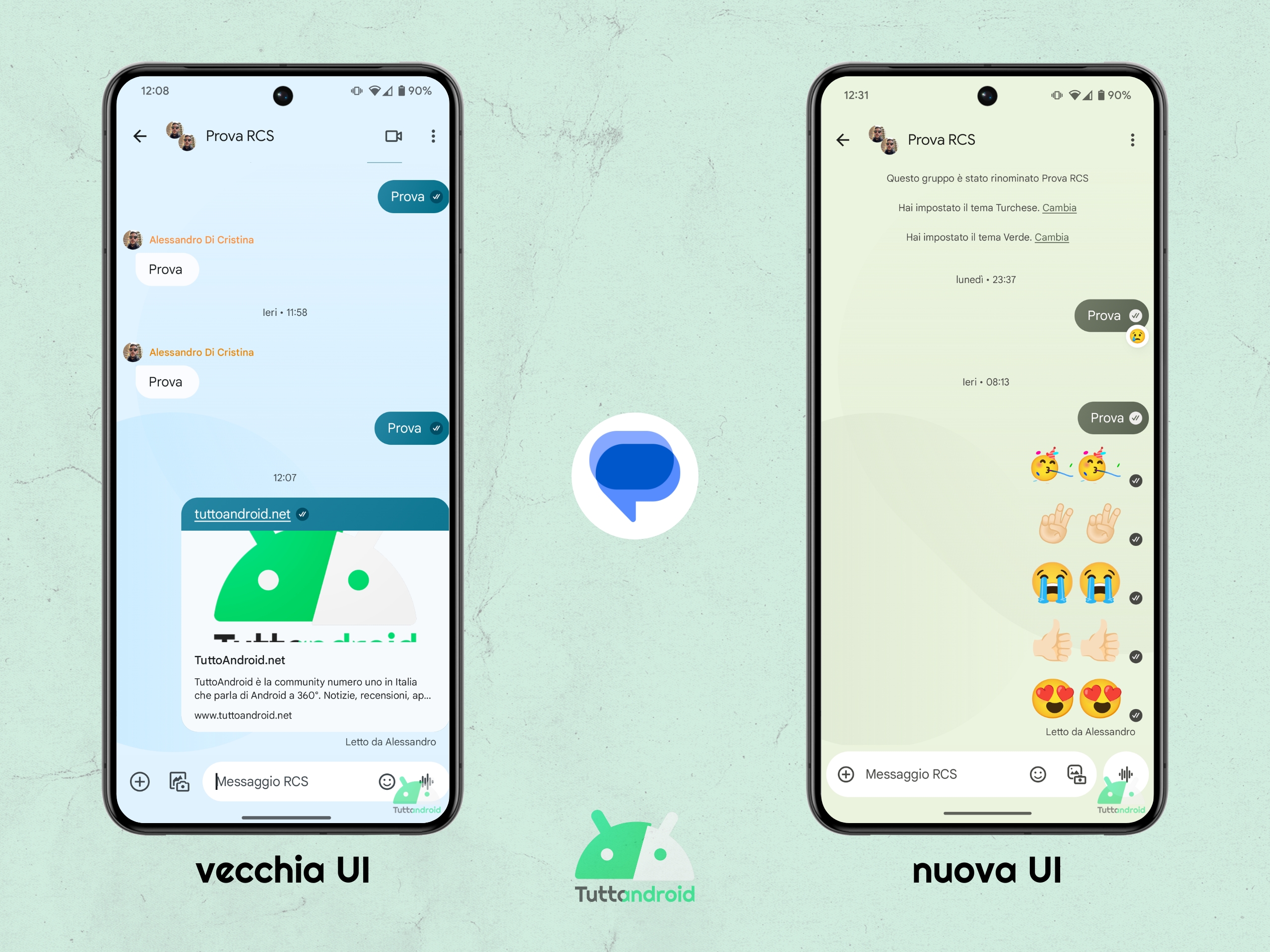 Google Messaggi 20250311 - vecchio vs nuovo campo testuale