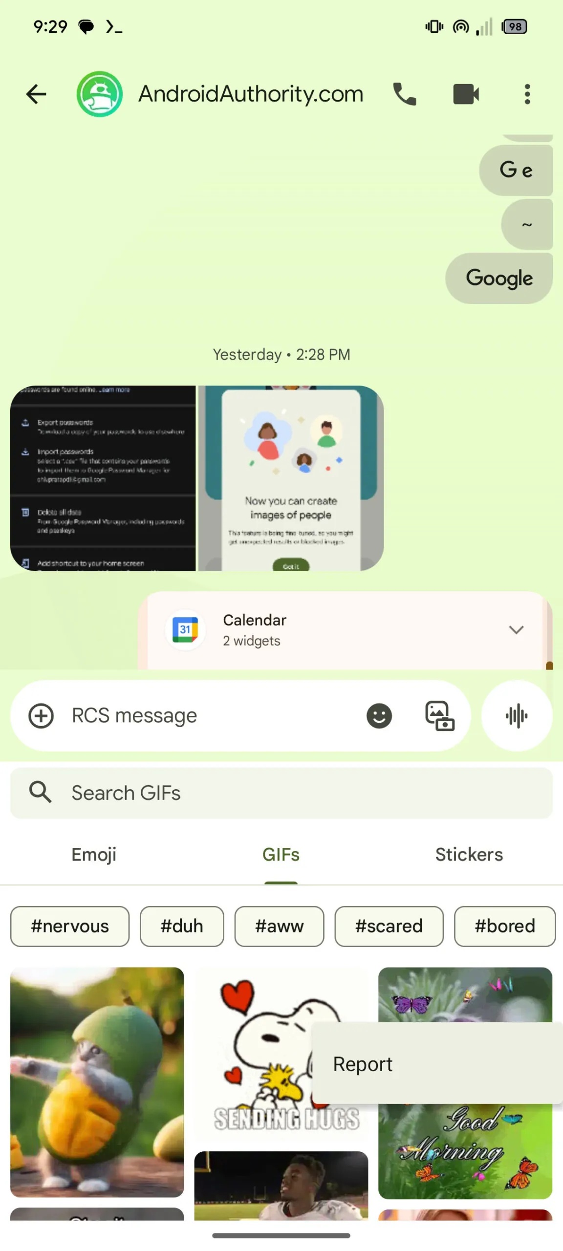 Google Messaggi 20250311_01_RC00 beta - Segnala GIF