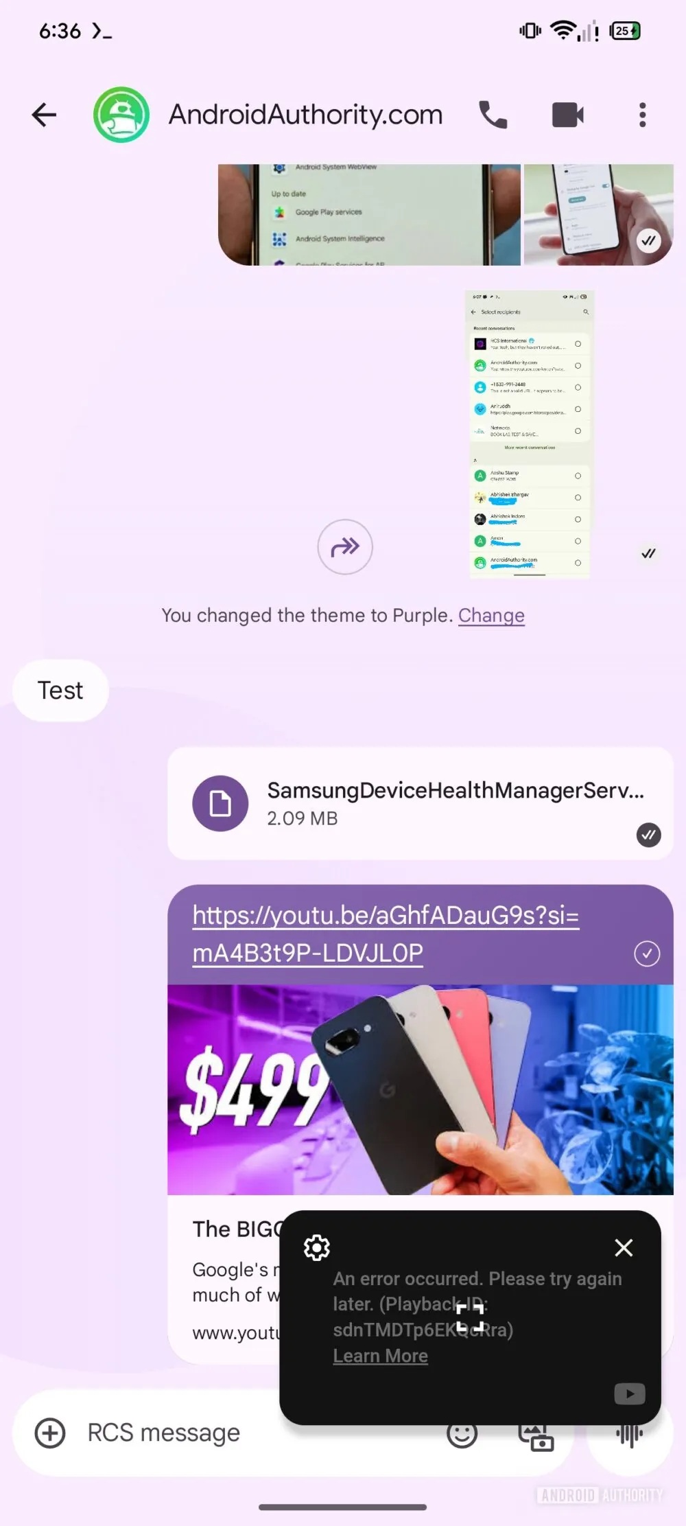 Google Messaggi v20250319 beta - YouTube Player PiP