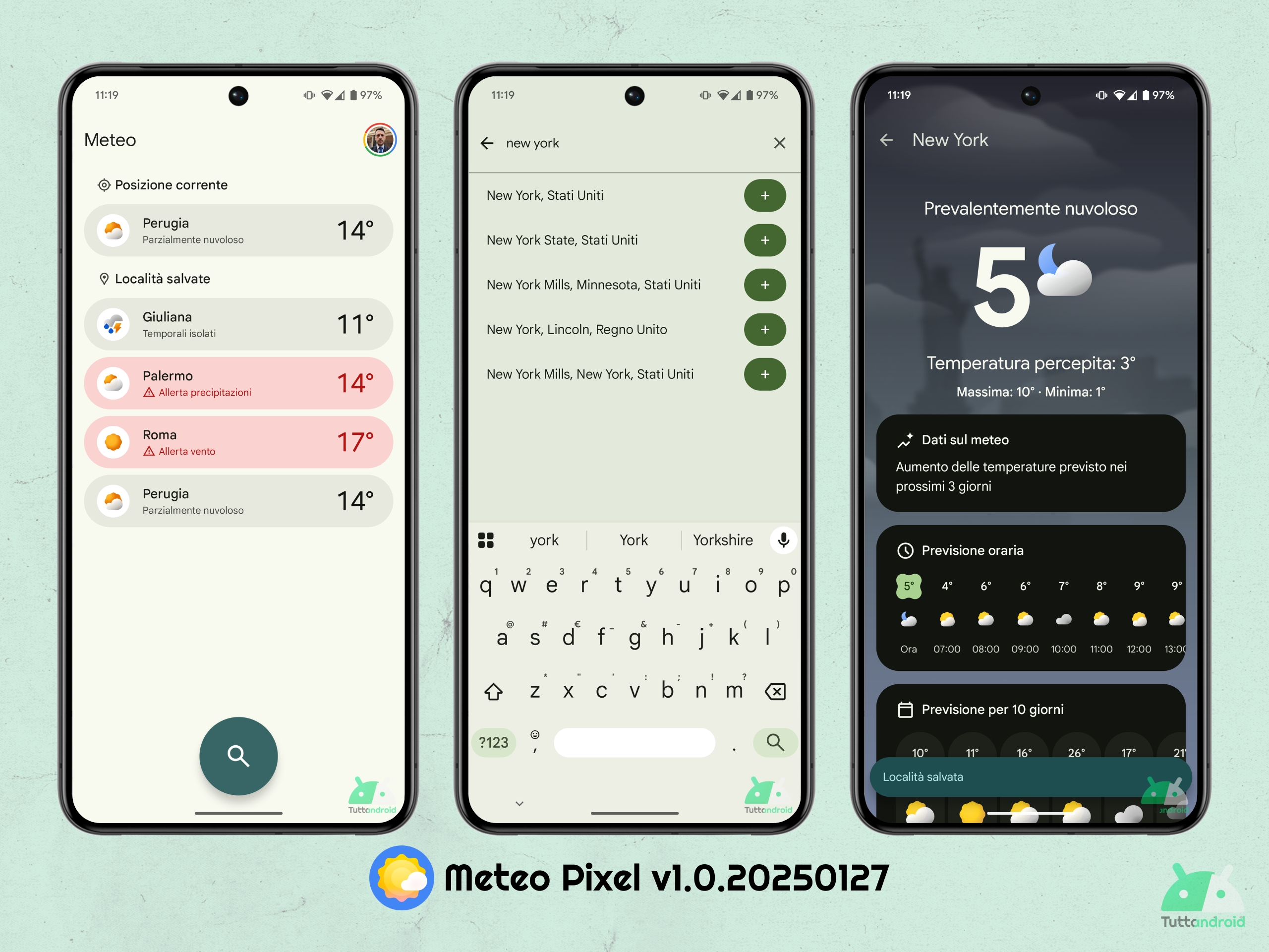 Google Meteo Pixel v1.0.20250127 - Nuova UI ricerca località