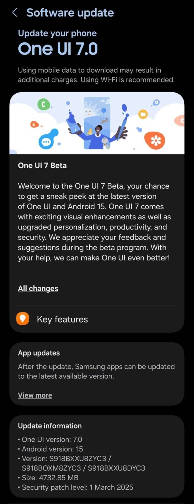 One UI 7 beta per Samsung Galaxy S23