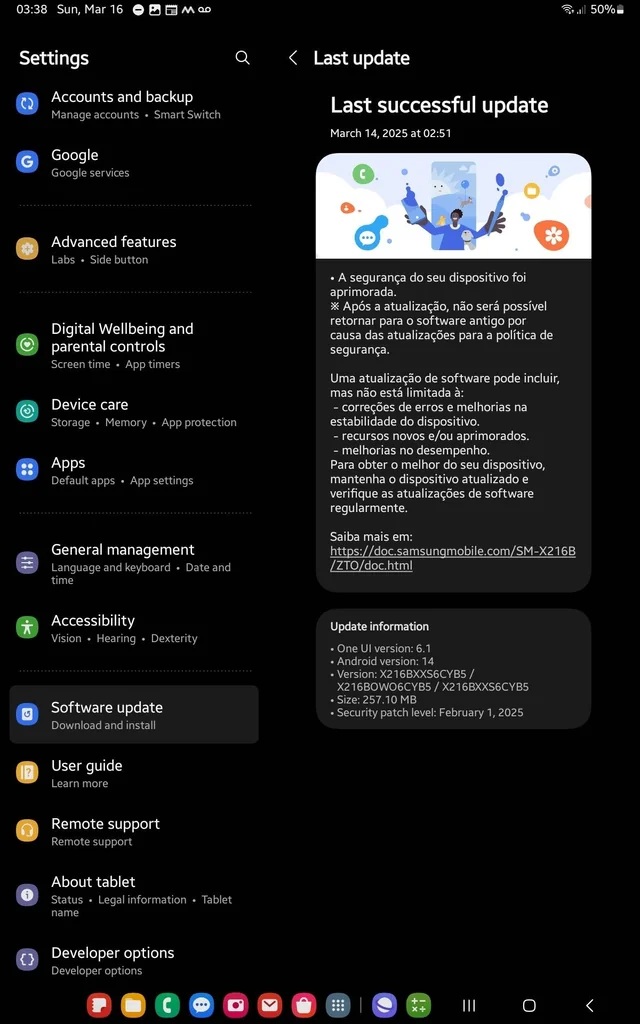 Samsung Galaxy Tab A9+ - firmware XBXXSCYB5 changelog