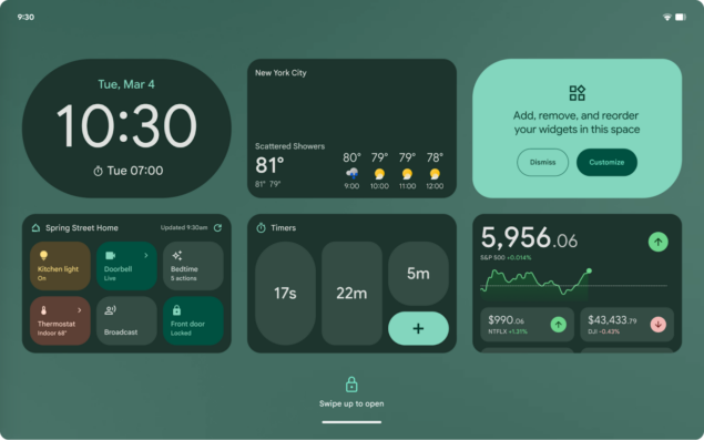 i Widget della schermata di blocco su Google Pixel Tablet
