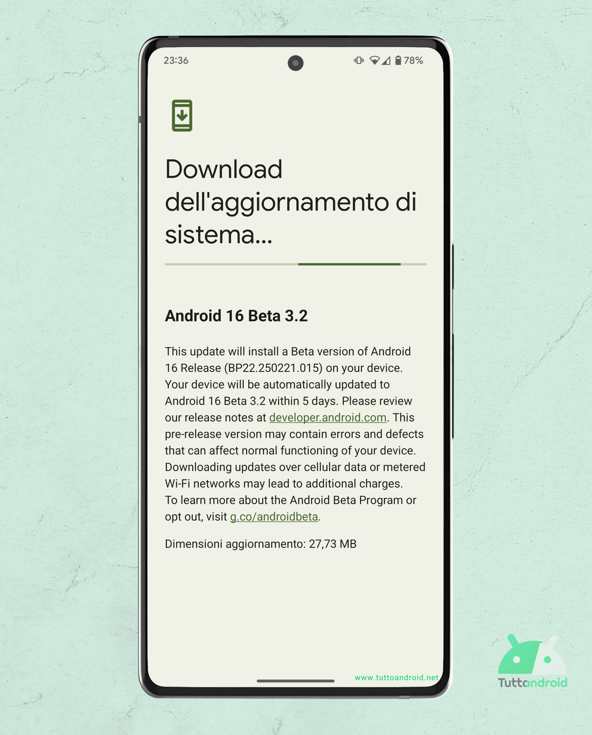 Android 16 beta 3.2 on Google Pixel 7 Pro