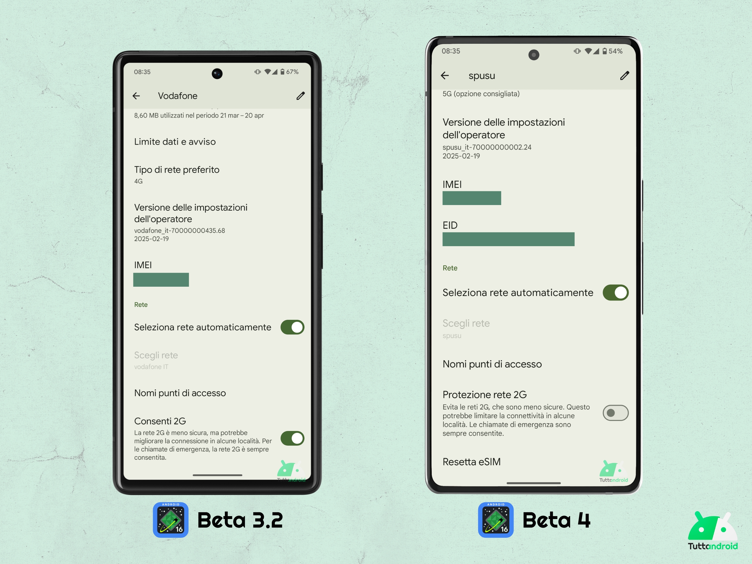 Android 16 beta 4 - Impostazioni - Connessioni 2G