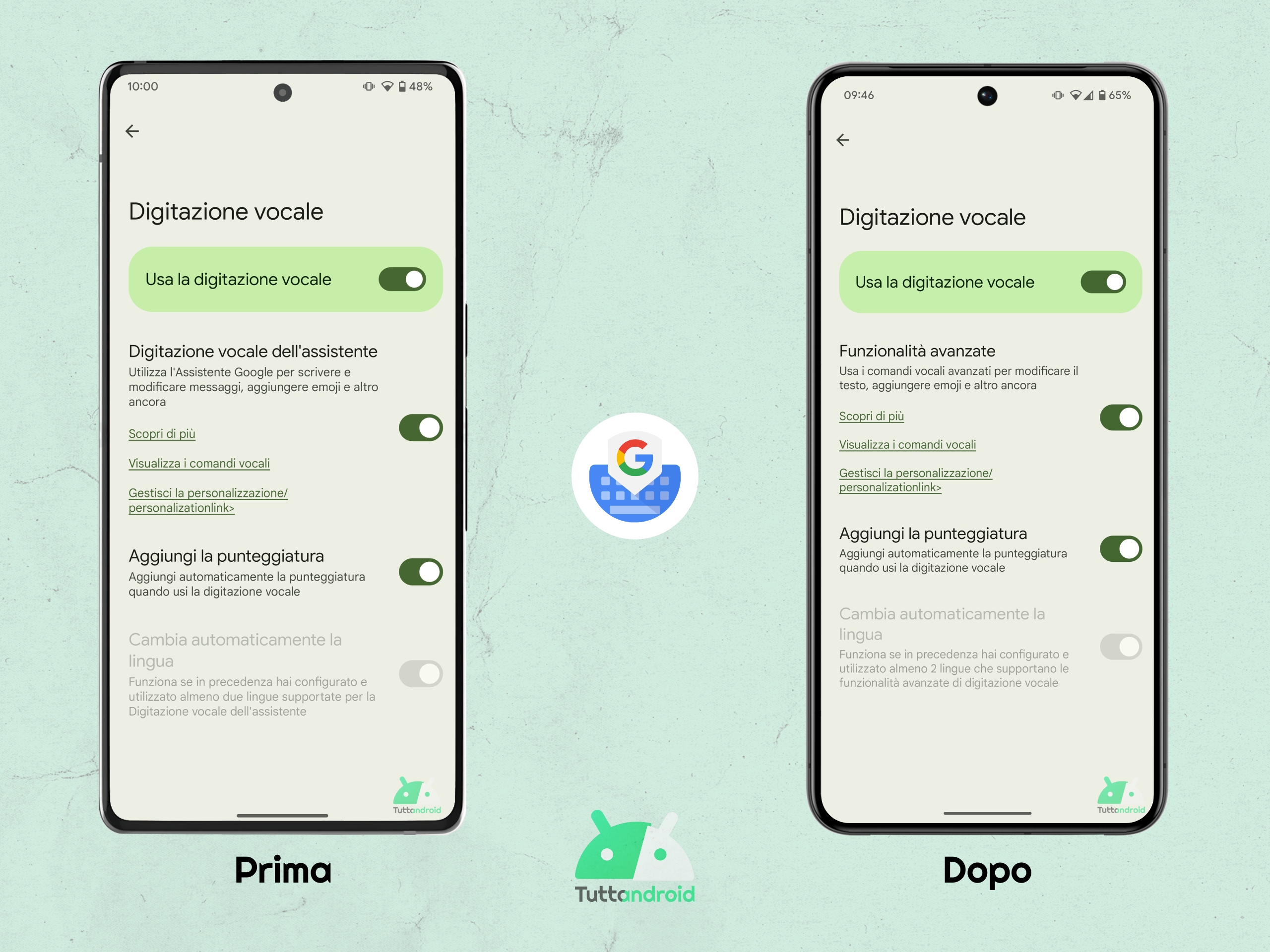 Gboard sui Google Pixel - Digitazione vocale - Funzionalità avanzate