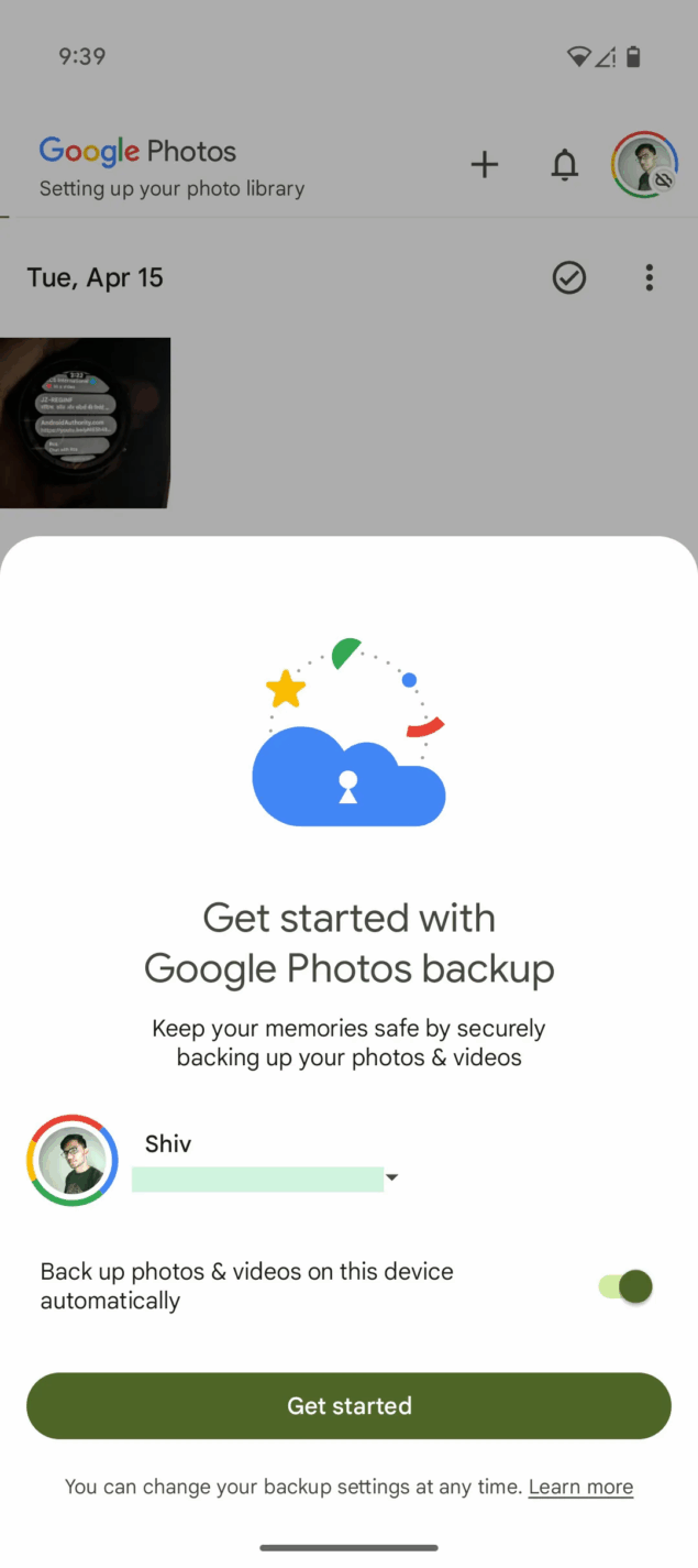Google Foto schermata configurazione-1