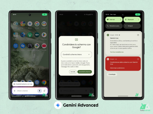 Google Gemini Live - Project Astra - condivisione schermo