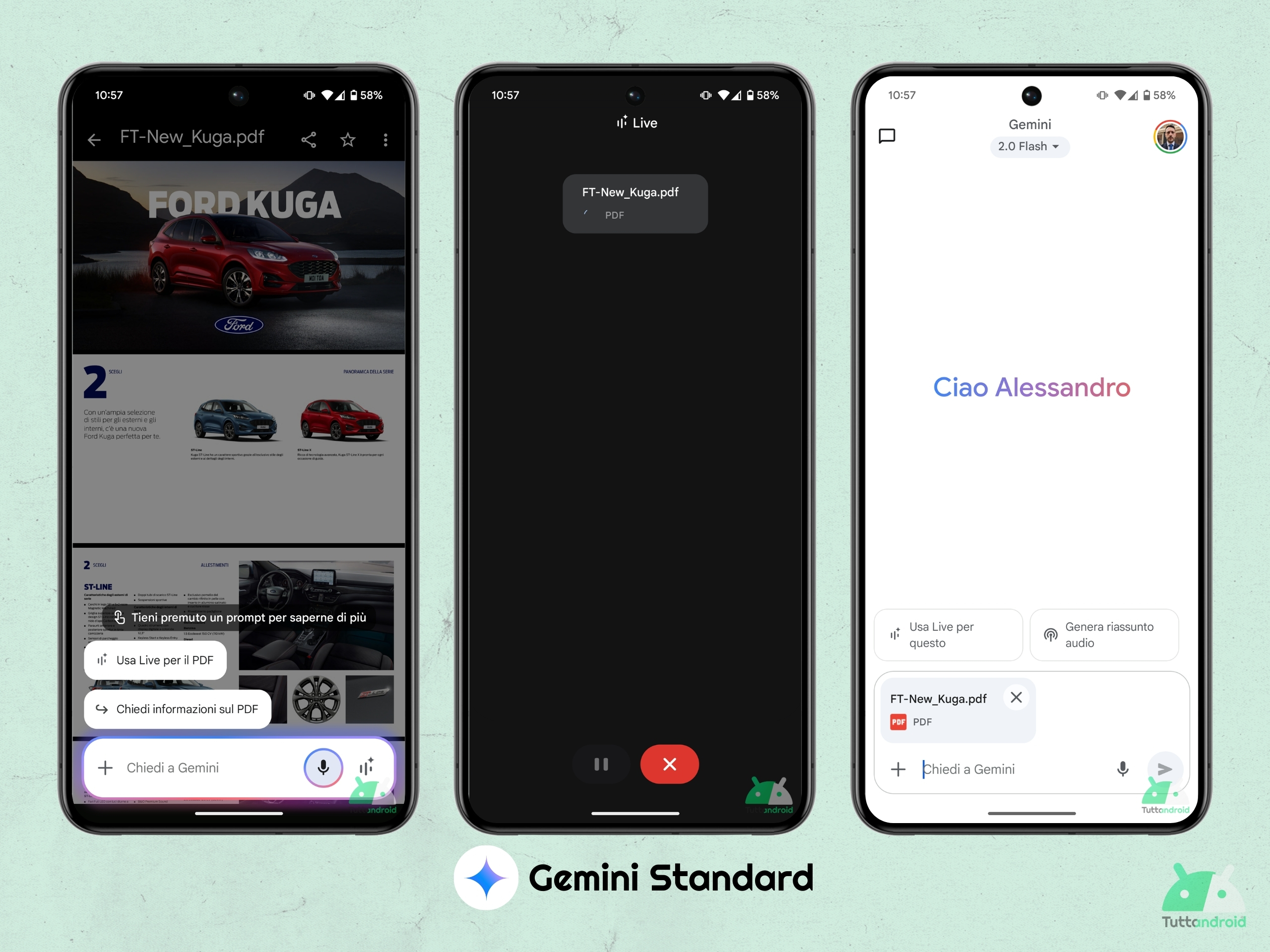 Google Gemini Live - Usa Live per il PDF