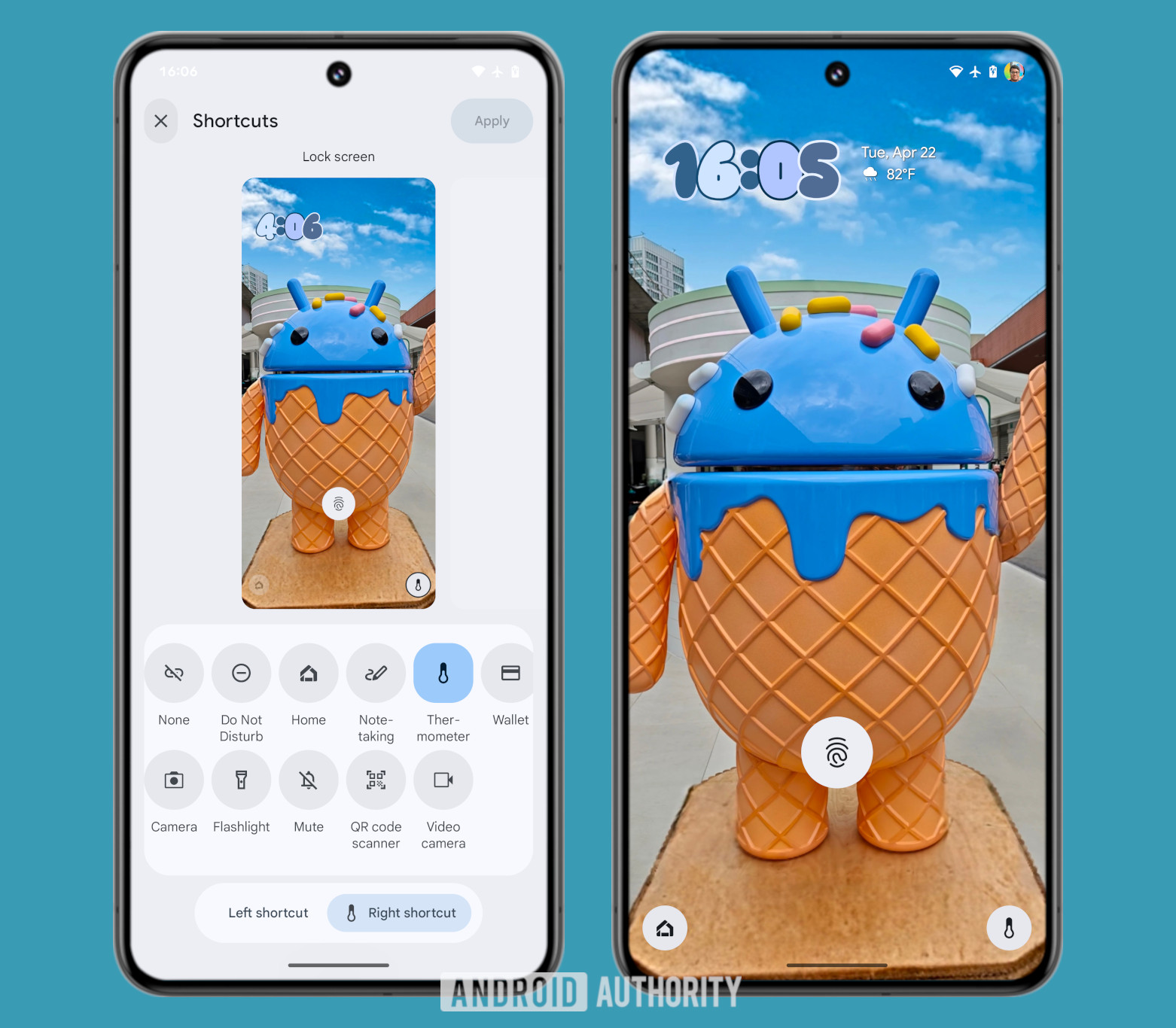 Google Termometro Pixel - Scorciatoia dalla schermata di blocco Android 16 AA